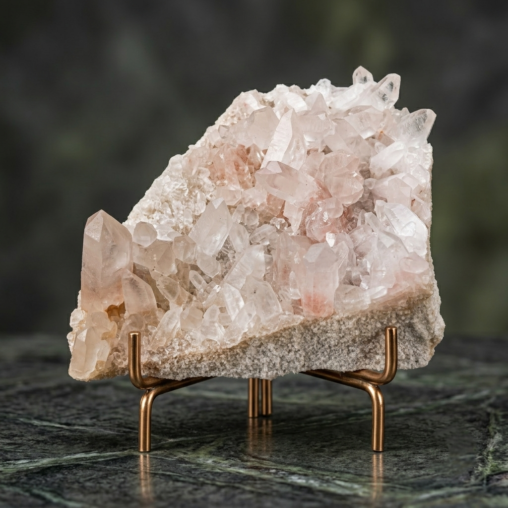 Medium White Pink Quartz Crystal Cluster 850g Natural Himalayan Healing Stone