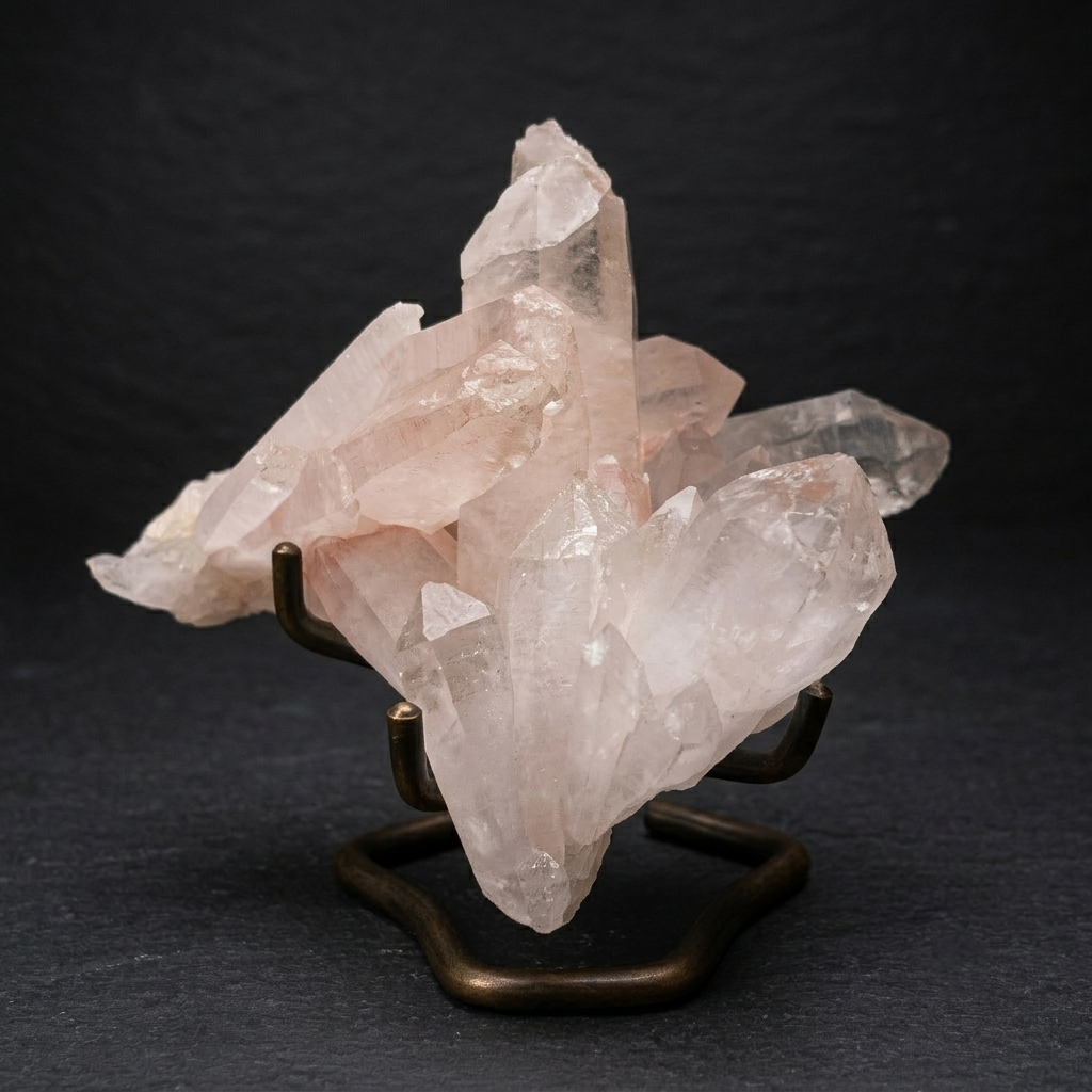 White Pink Quartz Crystal Cluster 605g Natural Himalayan Healing Stone