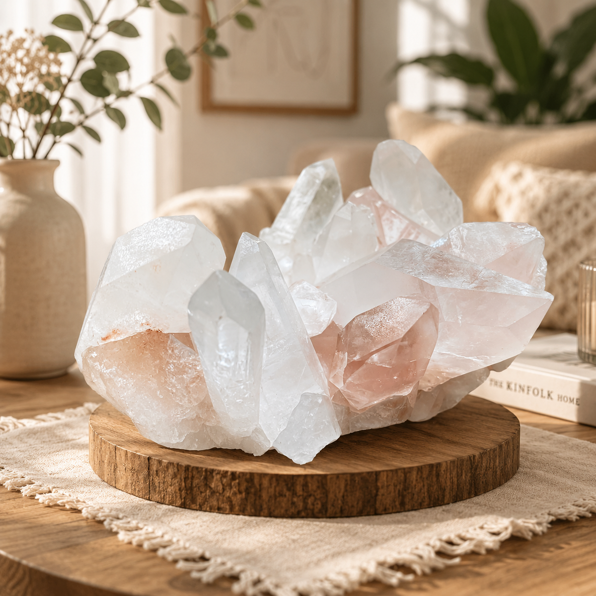 1200g Natural Pink Himalayan Quartz Cluster Collector Display Specimen