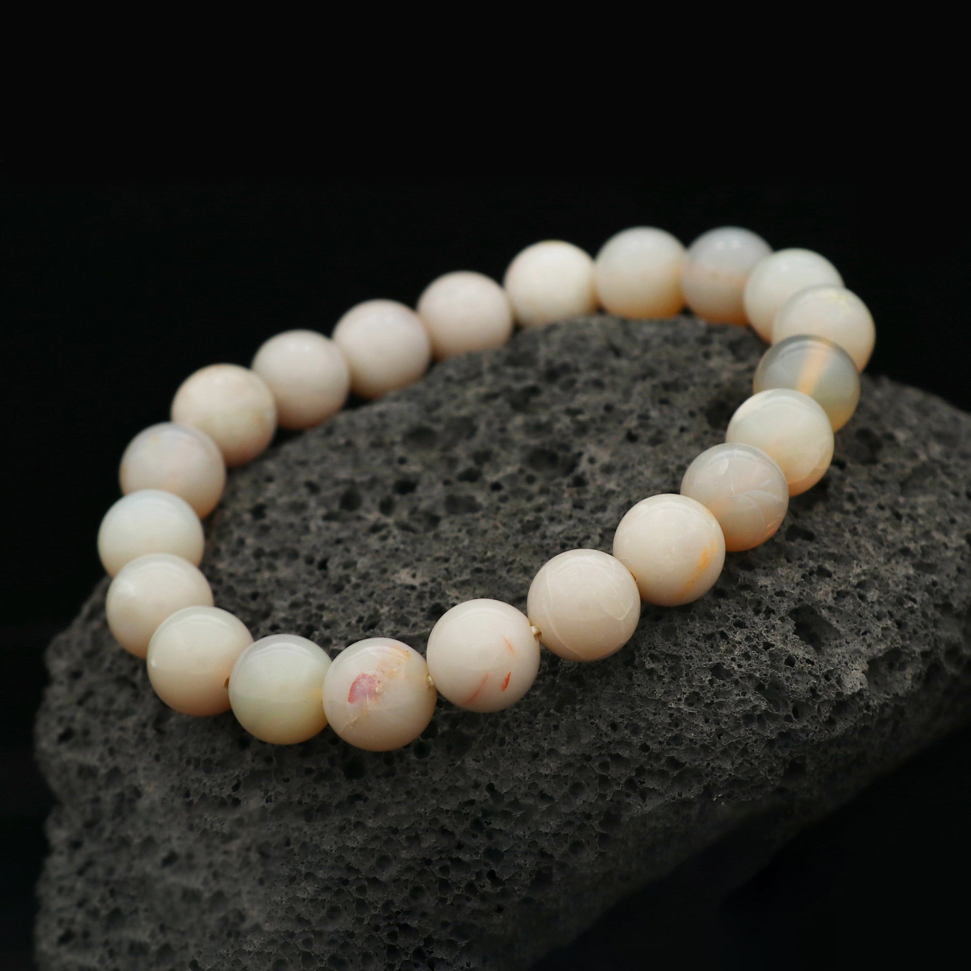 Australian Opal Bracelet 9.7–9.9mm Round 107 Ct Natural Handmade Jewelry