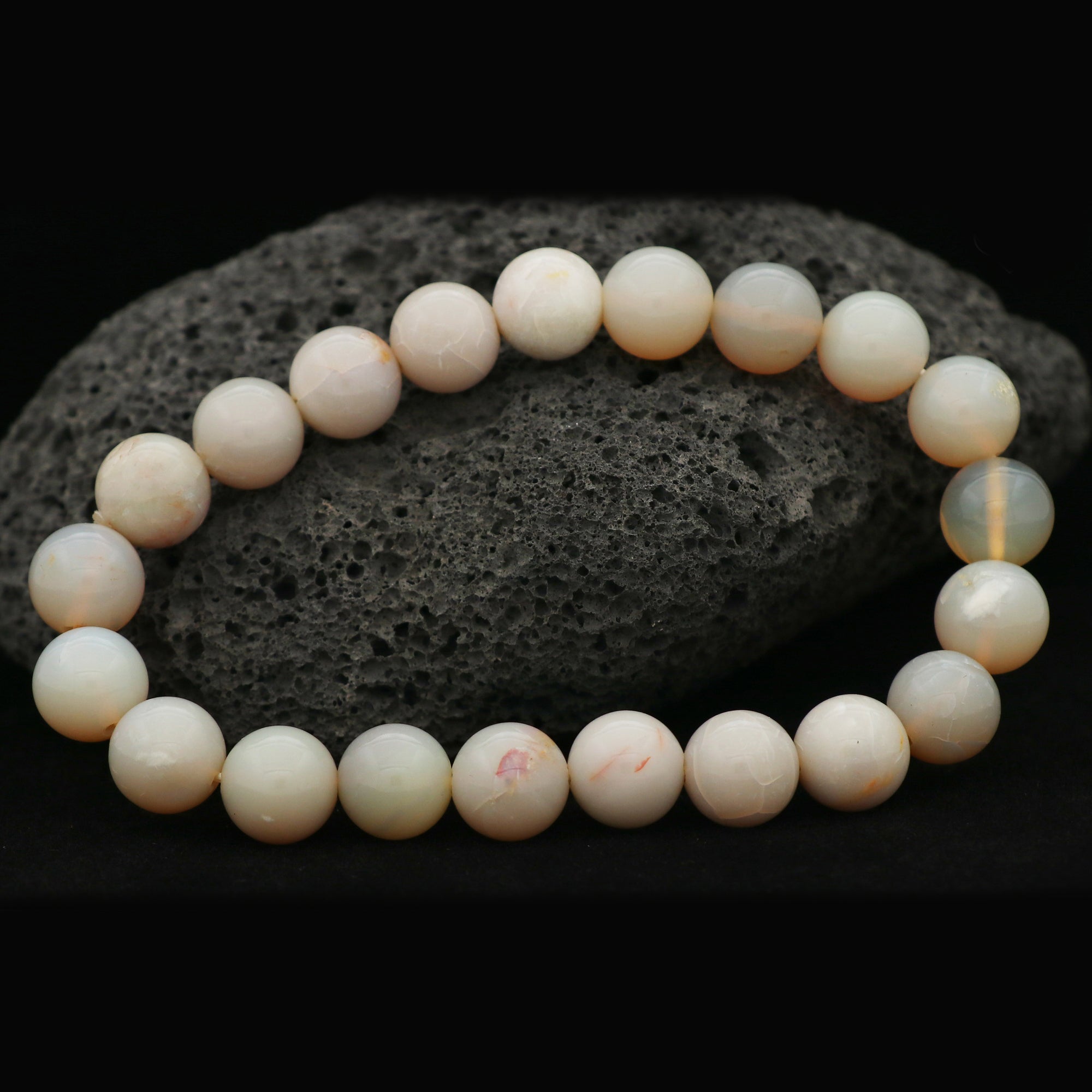 Australian Opal Bracelet 9.7–9.9mm Round 107 Ct Natural Handmade Jewelry