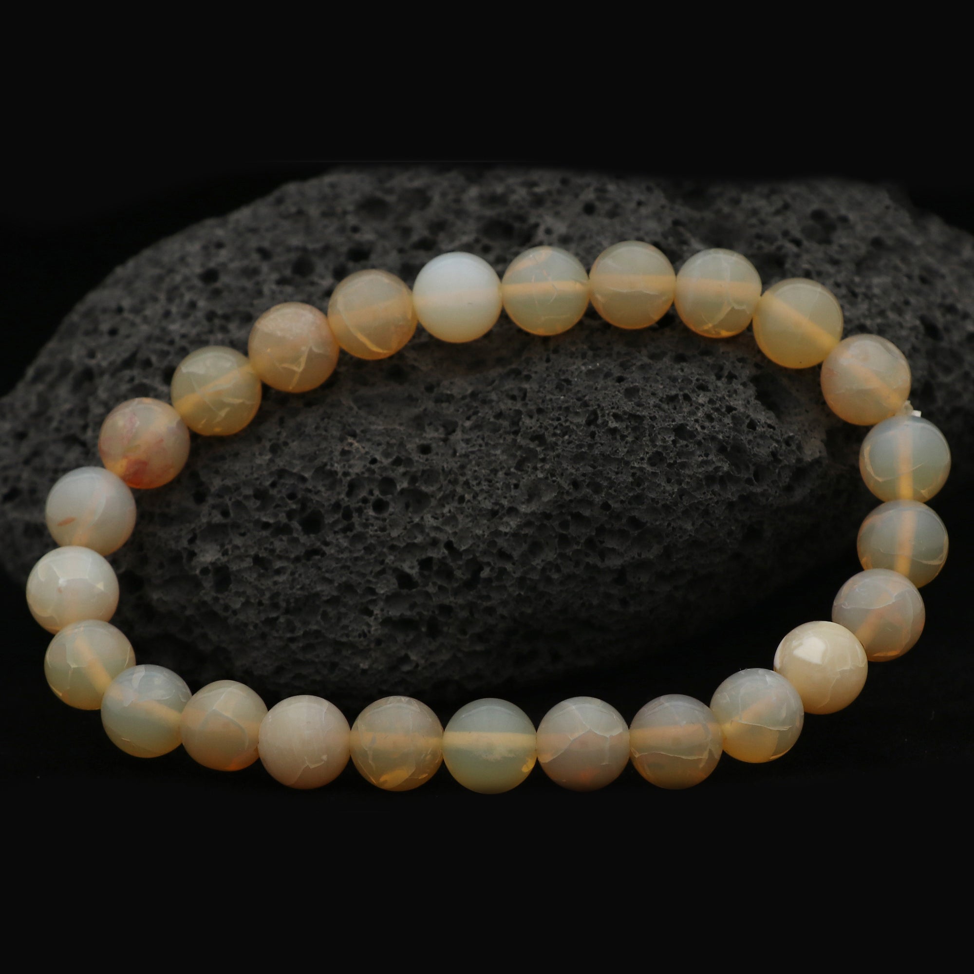 Australian Opal Classic Bracelet Polished Round Gemstone Beads Handmade 68 Ct
