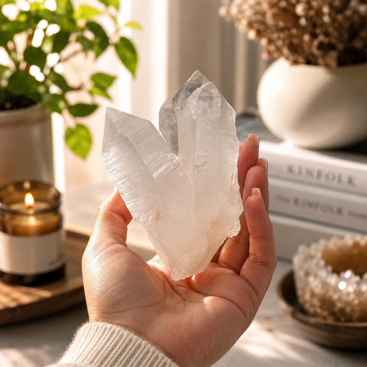 Natural Himalayan White Quartz Cluster Raw Mineral Specimen