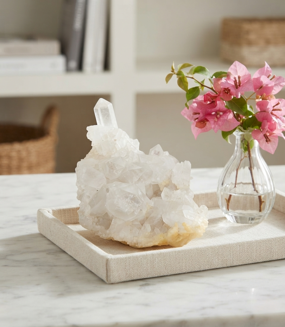 Natural Himalayan White Quartz Cluster Raw Mineral Specimen