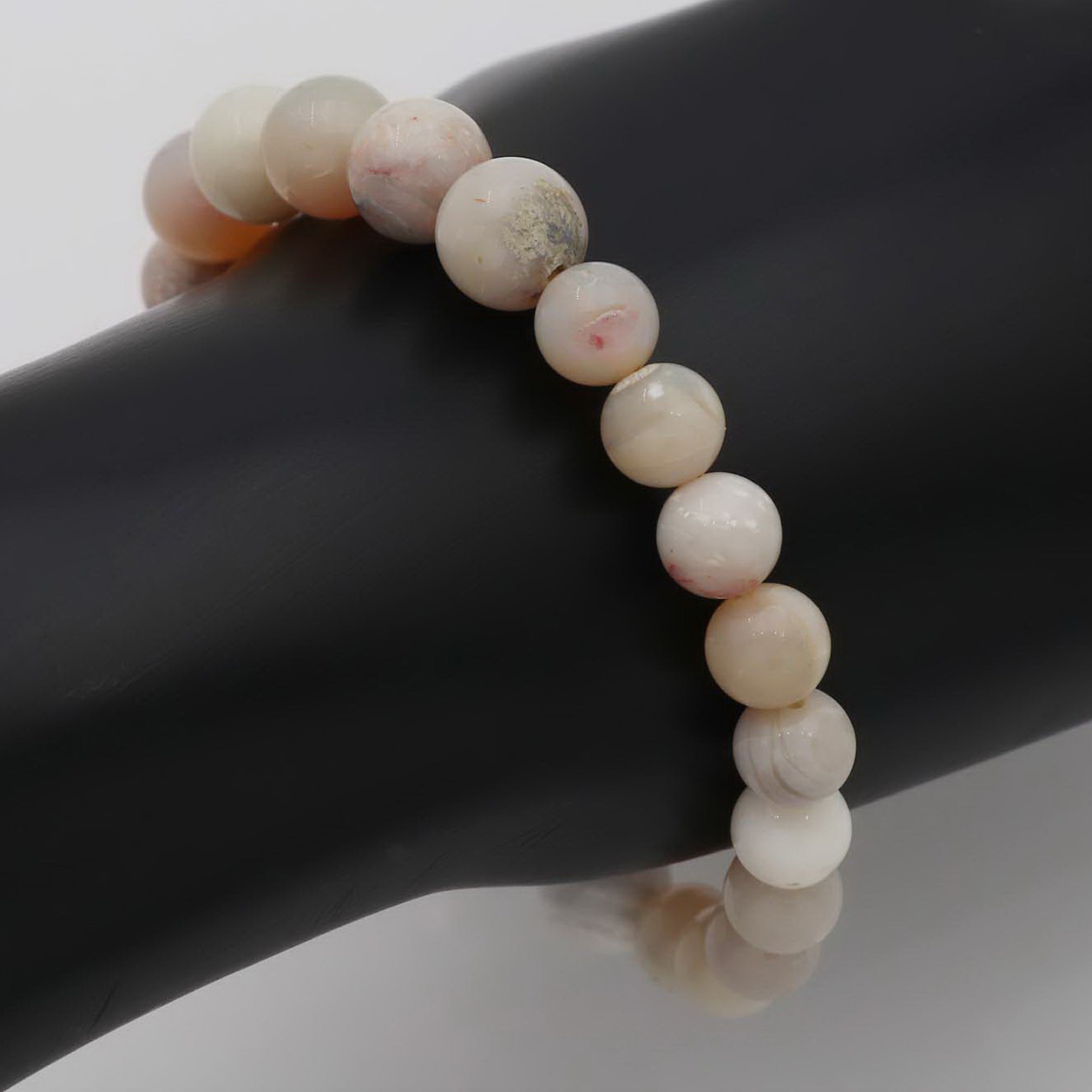 Australian Opal Bracelet 89 Ct Natural 8–9.9mm Round Beads Handmade Jewelry