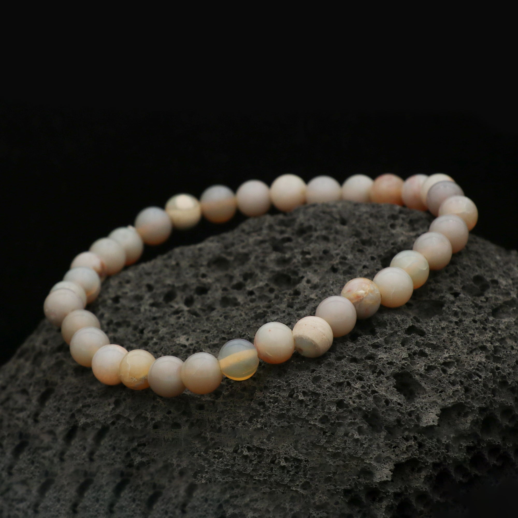 Dainty Australian Opal Bracelet Polished Round Beads October Jewelry 39 Ct