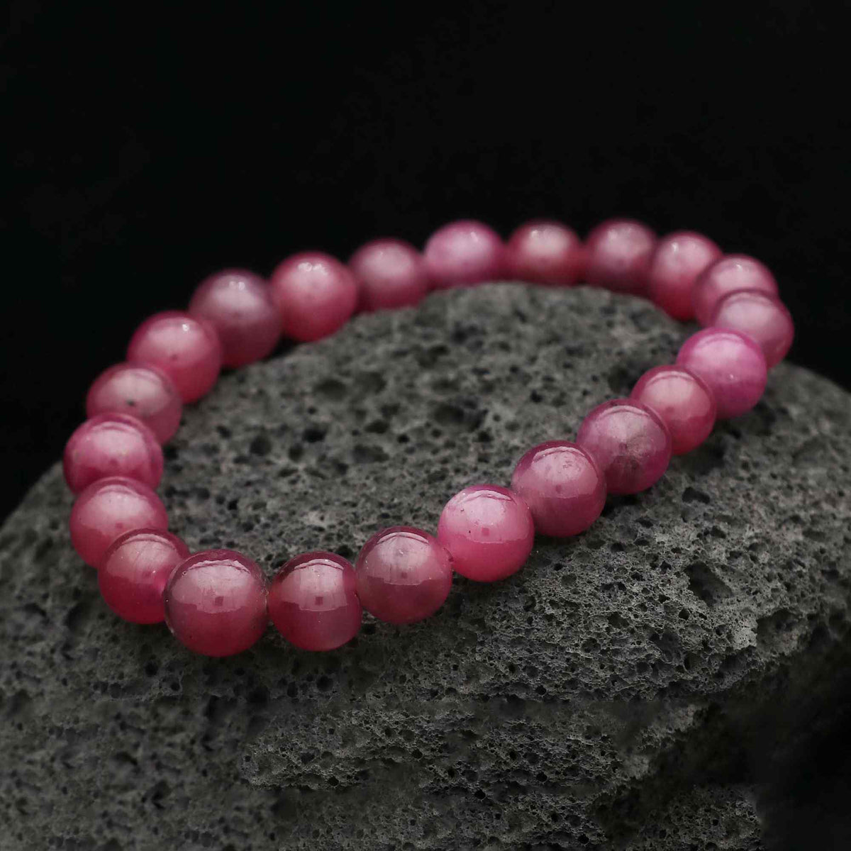 Natural Pink Sapphire Bracelet Round Gemstone Bead Stretch Bracelet Handmade Crystal Jewelry 165 Ct