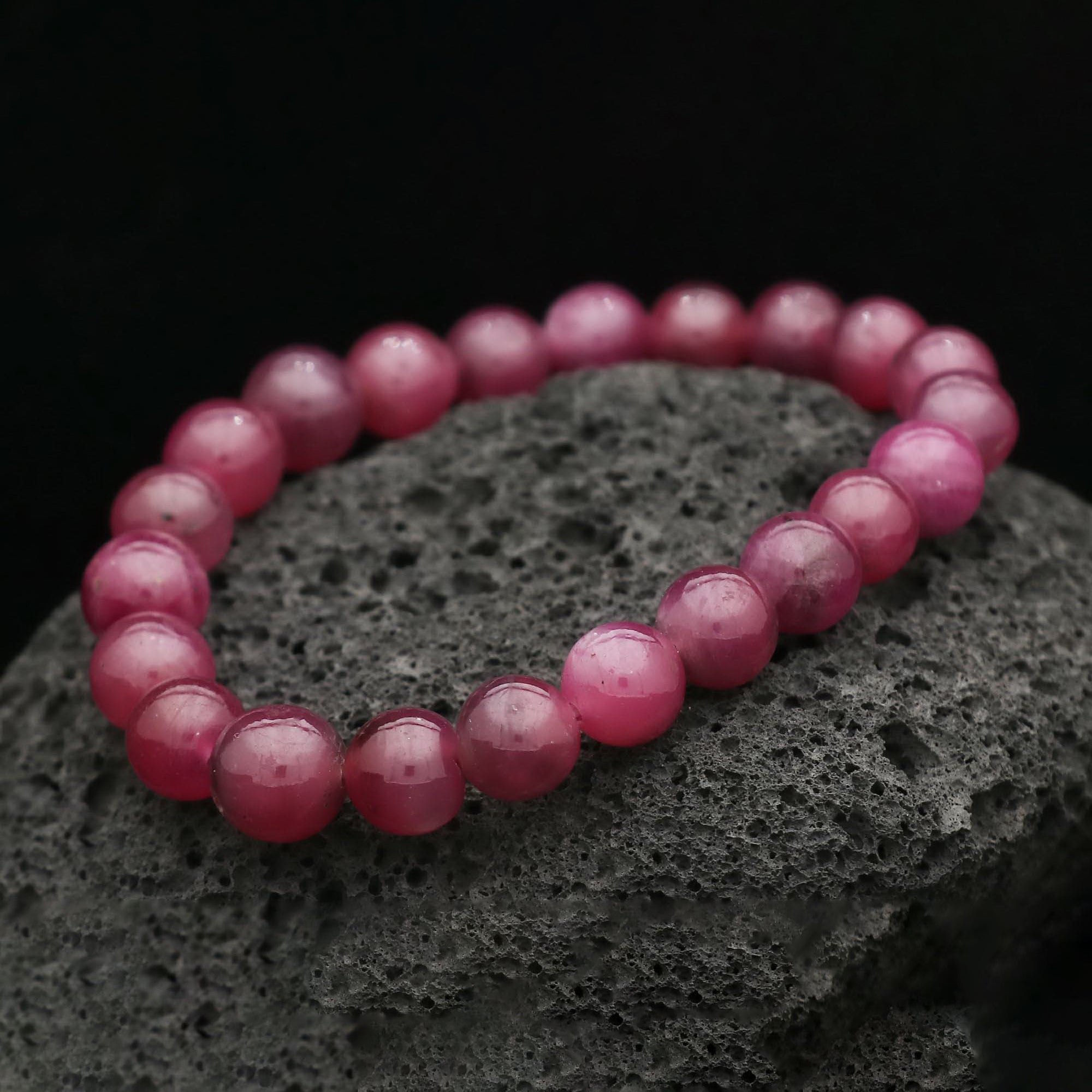 Natural Pink Sapphire Bracelet Round Plain Gemstone Beads Handmade 165 Ct
