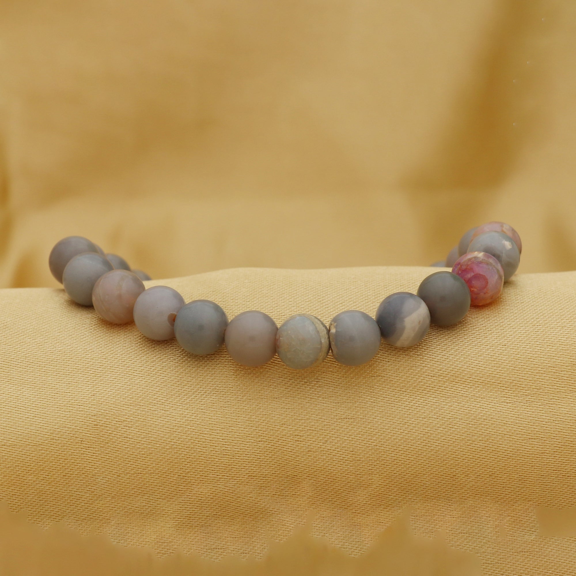 Australian Opal Bead Bracelet, Polished Round Gemstones, Handmade, 73 Ct
