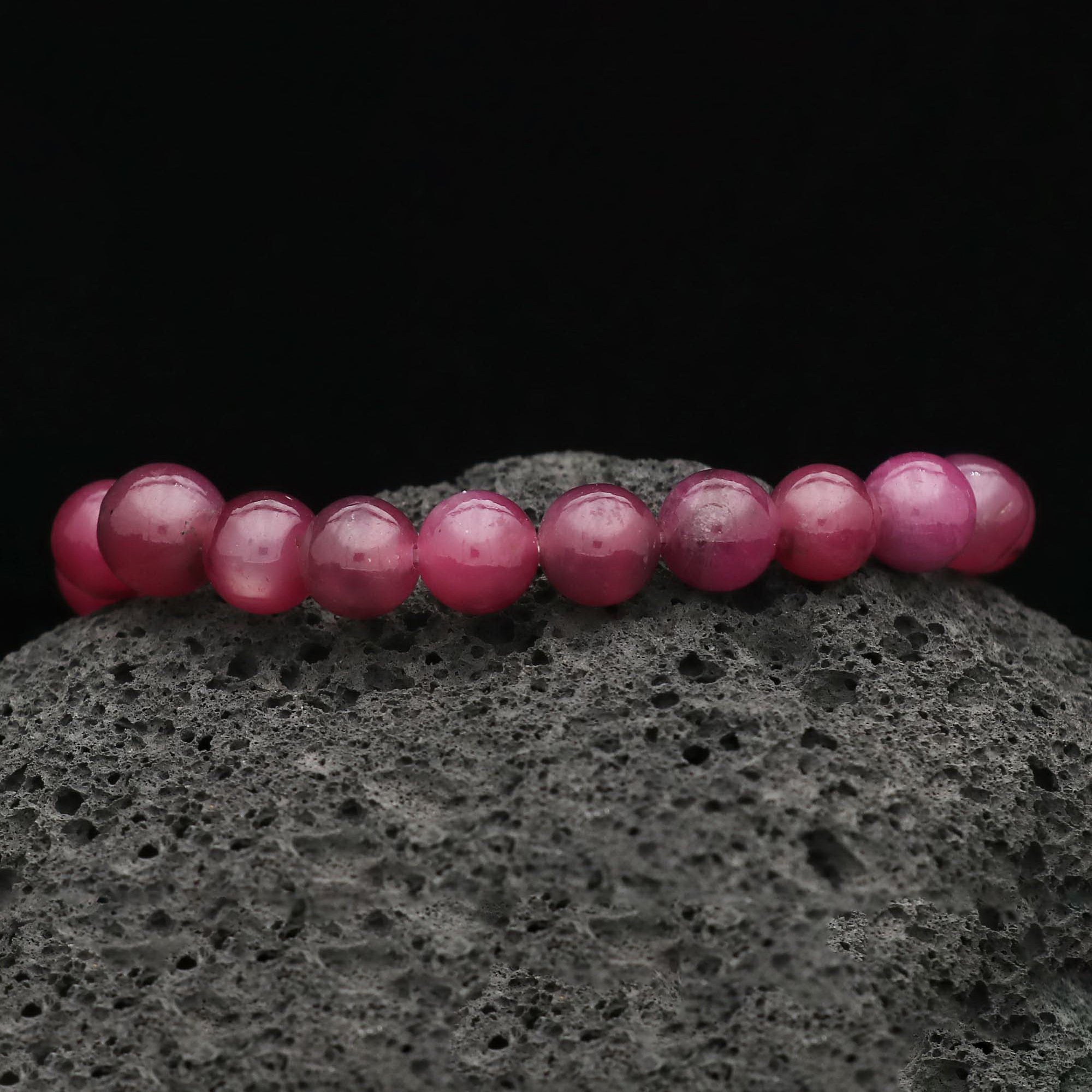 Natural Pink Sapphire Bracelet Round Plain Gemstone Beads Handmade 165 Ct