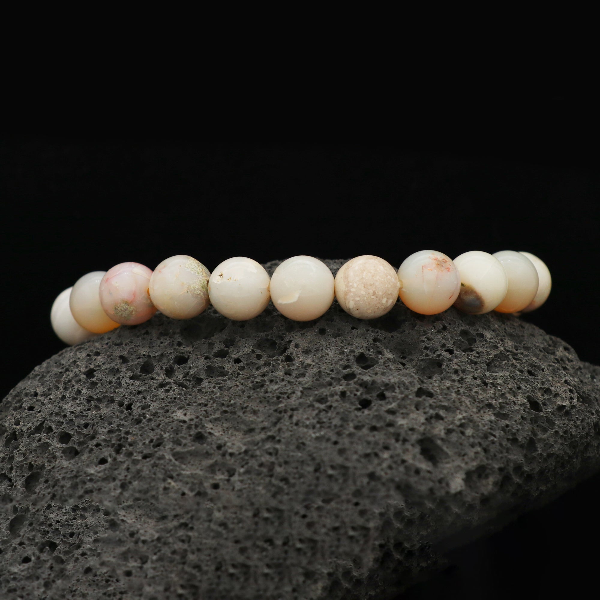 Australian Opal Bracelet 89 Ct Natural 8–9.9mm Round Beads Handmade Jewelry