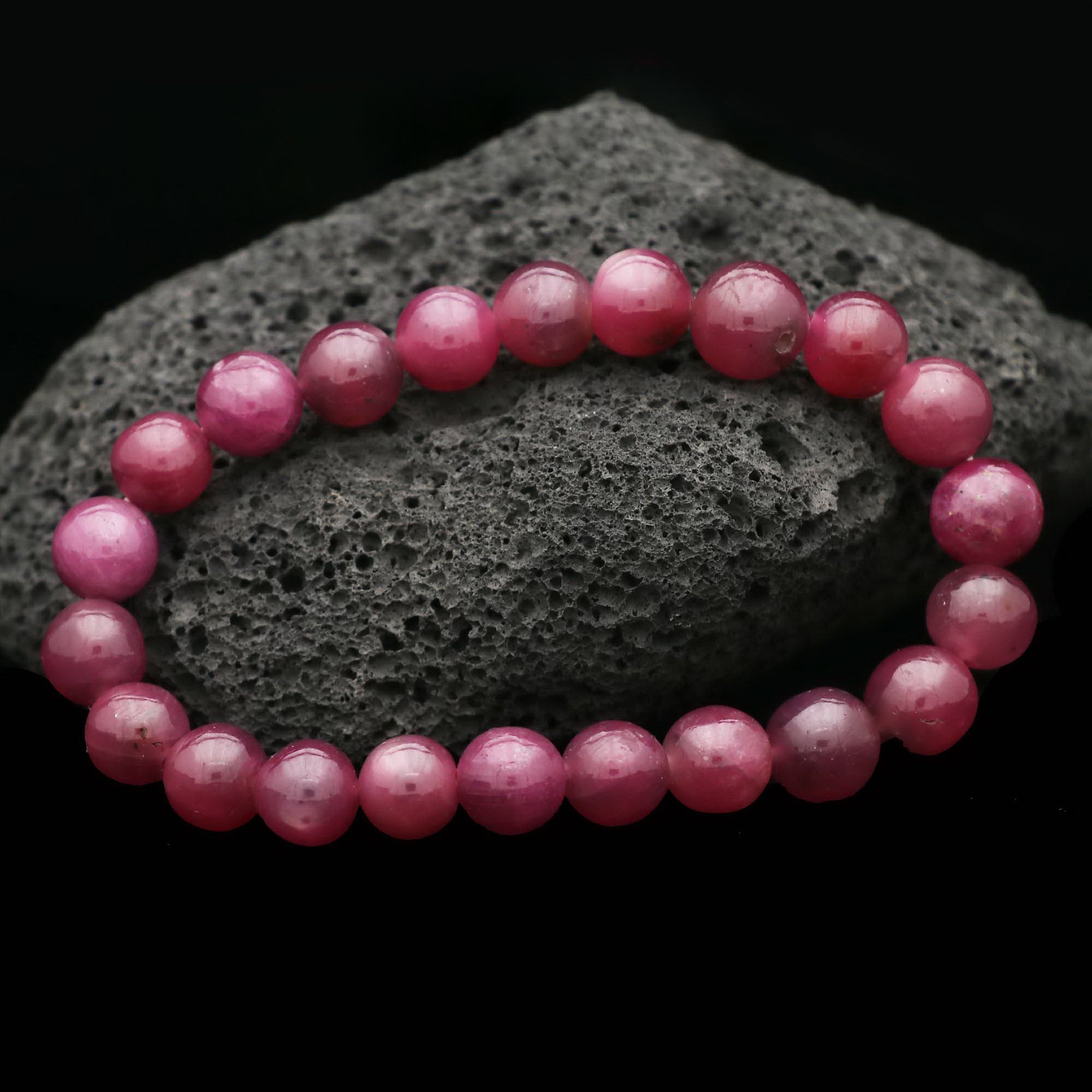 Natural Pink Sapphire Bracelet Round Plain Gemstone Beads Handmade 165 Ct