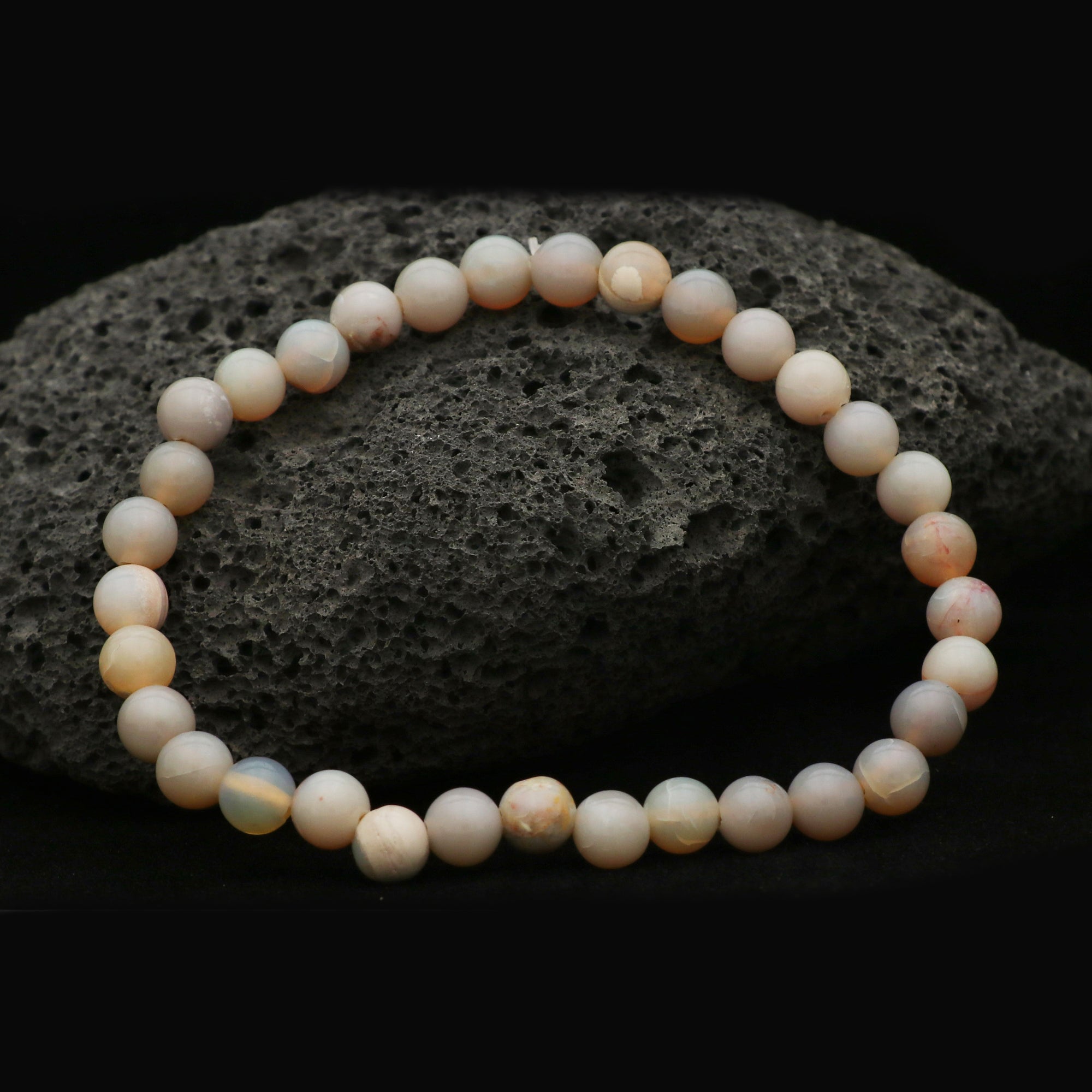 Dainty Australian Opal Bracelet Polished Round Beads October Jewelry 39 Ct