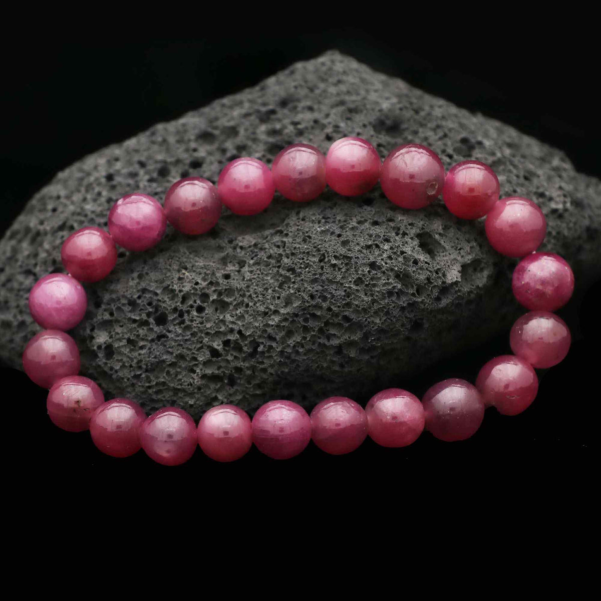 Natural Pink Sapphire Bracelet Round Gemstone Bead Stretch Bracelet Handmade Crystal Jewelry 165 Ct