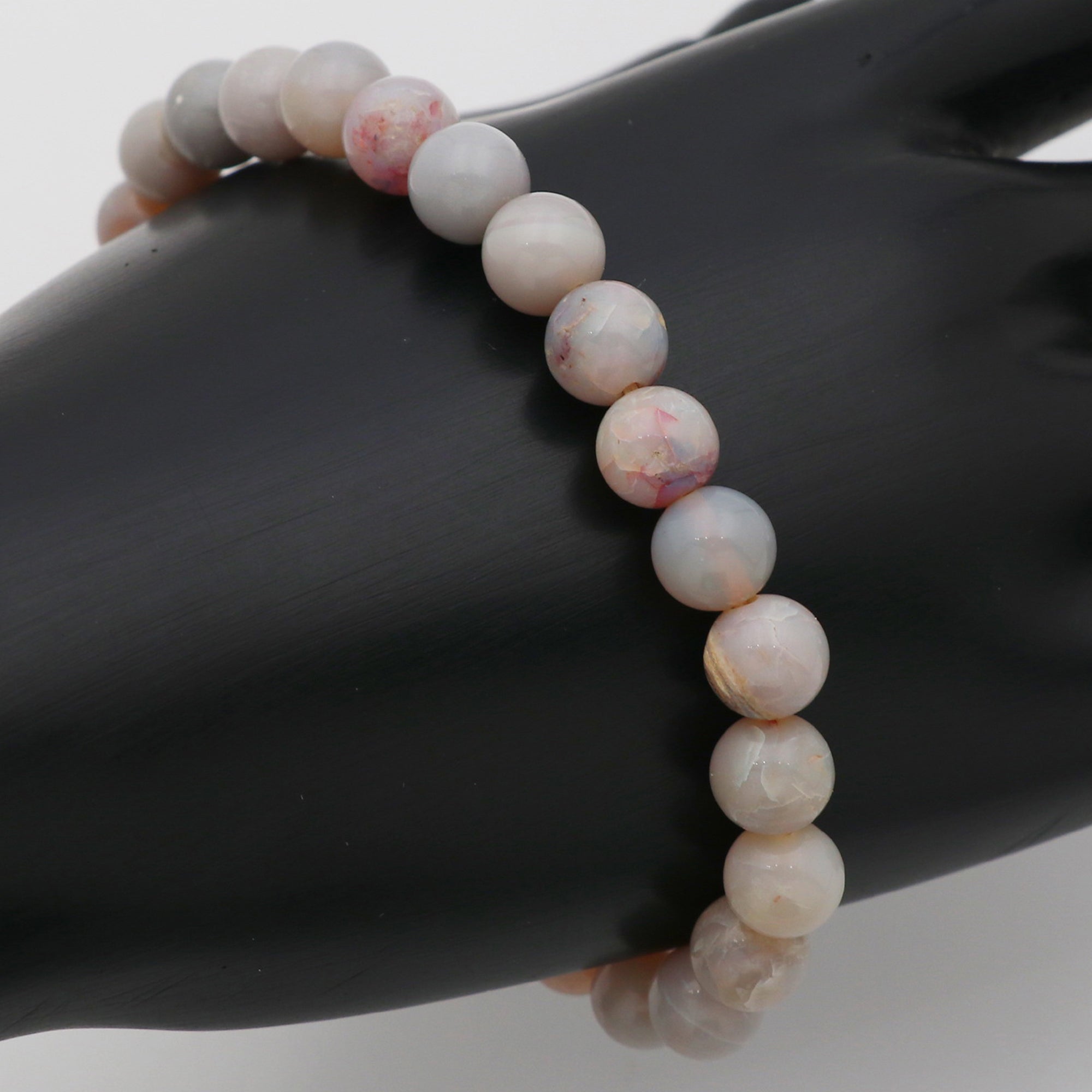 Australian Opal Gem Bracelet Smooth Round Beads Handmade October Jewelry 68 Ct