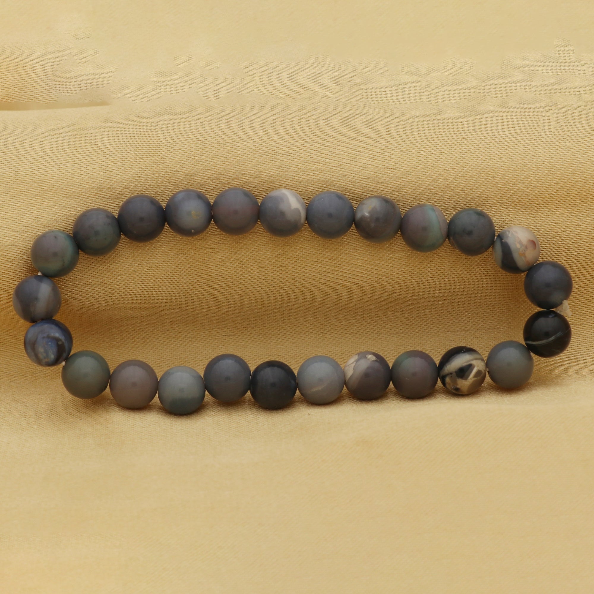 Australian Opal Bracelet Natural Round Beads 71 Ct Handmade Gemstone Jewelry