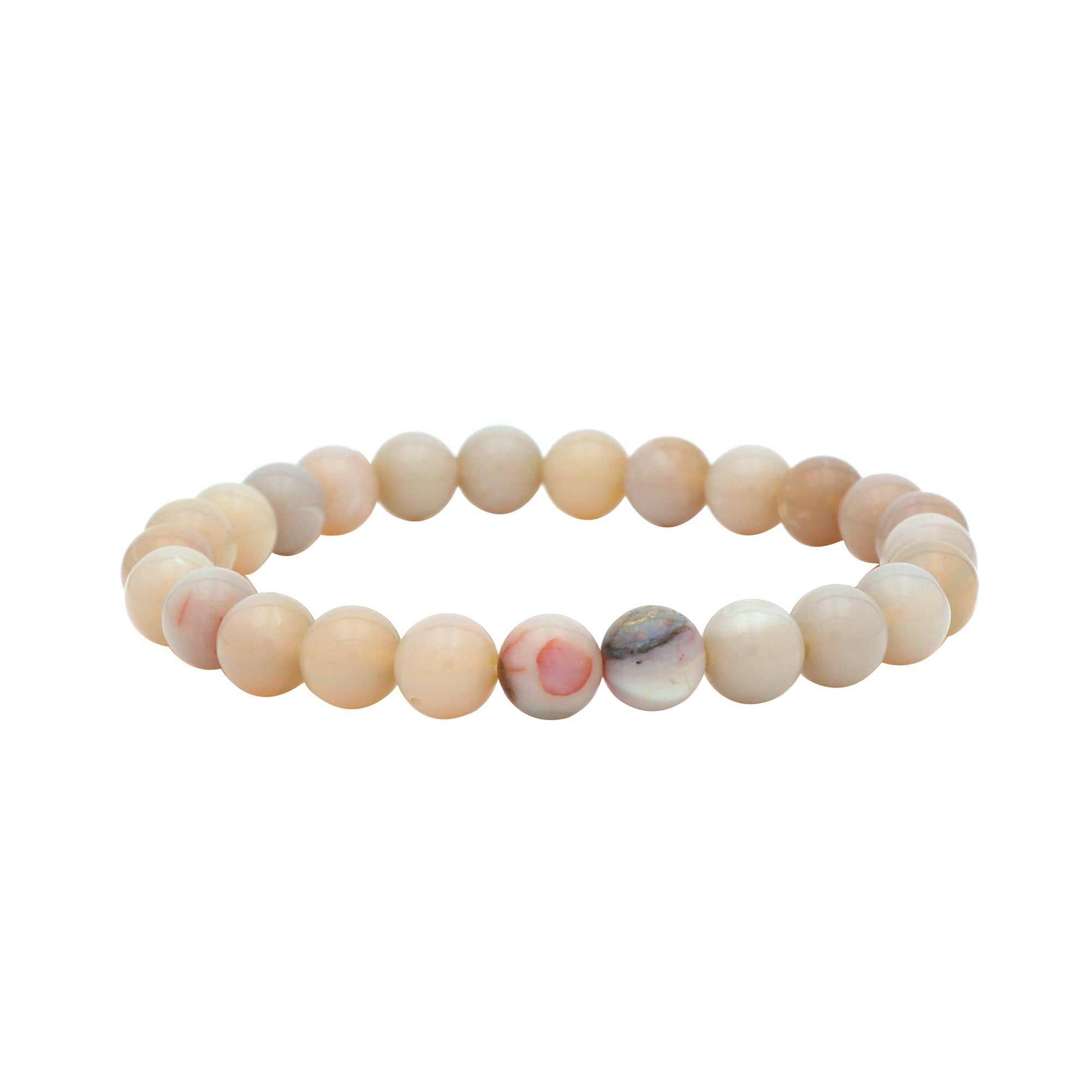 Australian Opal Stretch Bracelet Polished Round Gemstone Beads October Gift 70 Ct