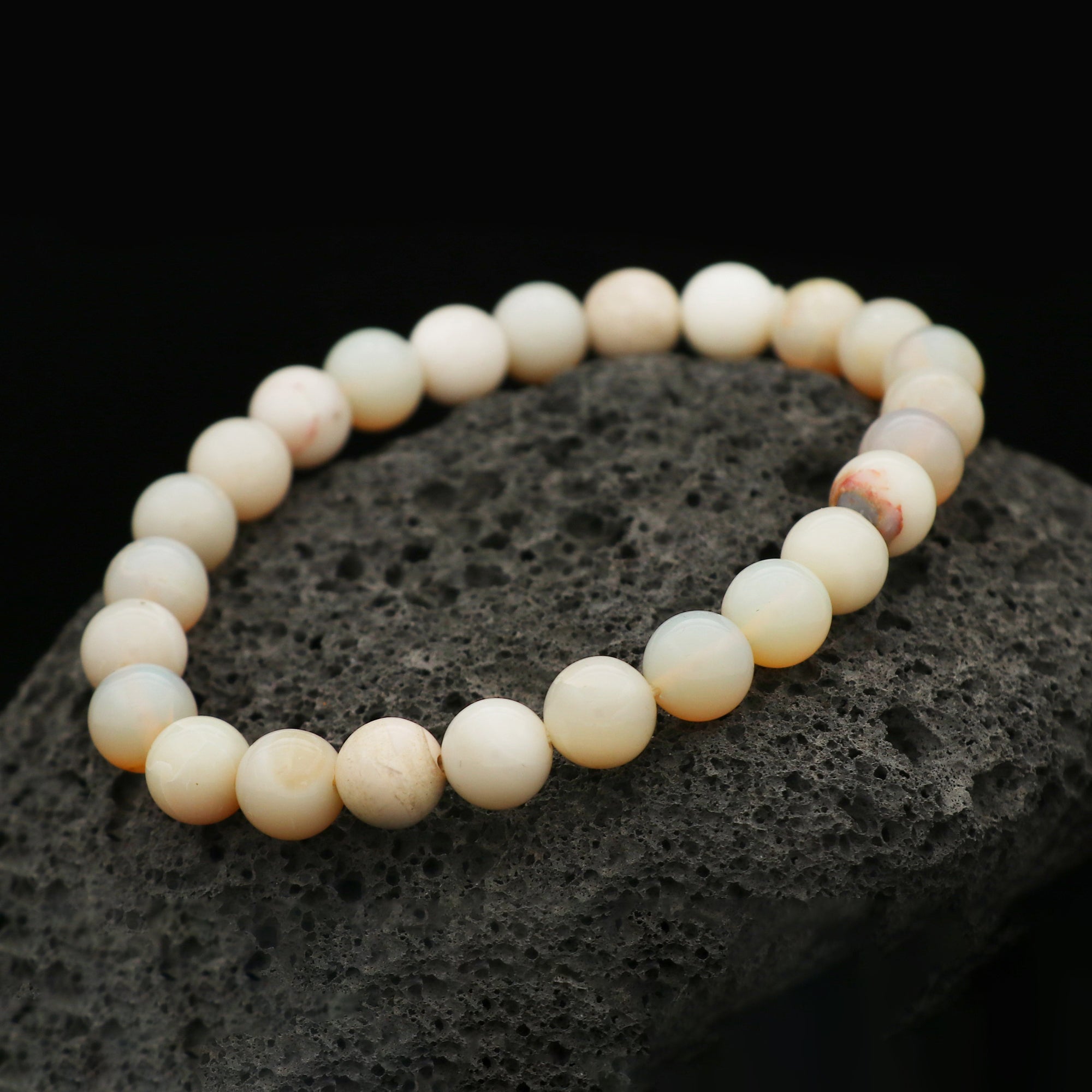 Australian Opal Beaded Bracelet 8mm Natural Round Stones 70 Ct Handmade Jewelry