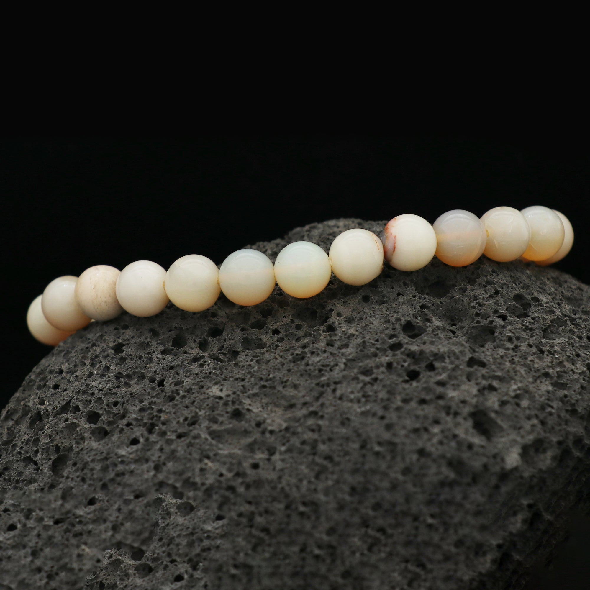 Australian Opal Beaded Bracelet 8mm Natural Round Stones 70 Ct Handmade Jewelry