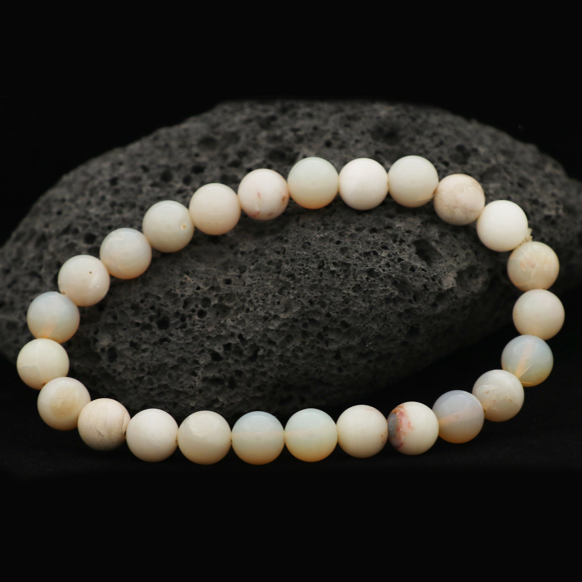 Australian Opal Beaded Bracelet 8mm Natural Round Stones 70 Ct Handmade Jewelry