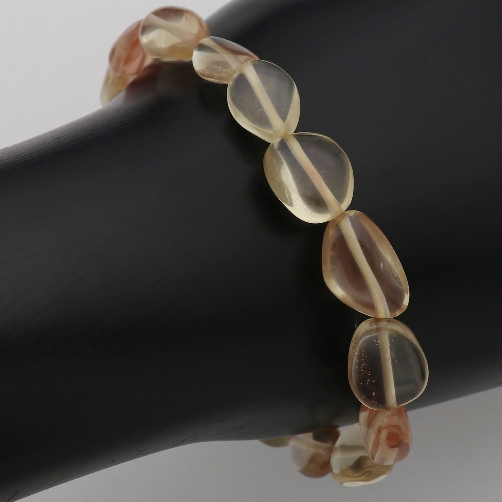 Natural Oregon Sunstone Bracelet Oval Nugget Plain Gemstone Beads Handmade 69 Ct