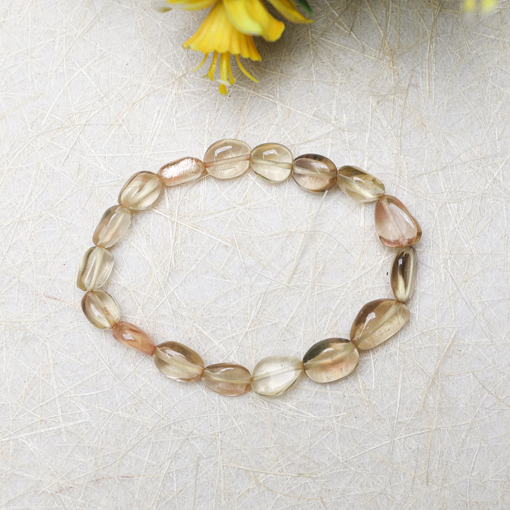 Natural Oregon Sunstone Bracelet Oval Nugget Plain Gemstone Beads Handmade 69 Ct