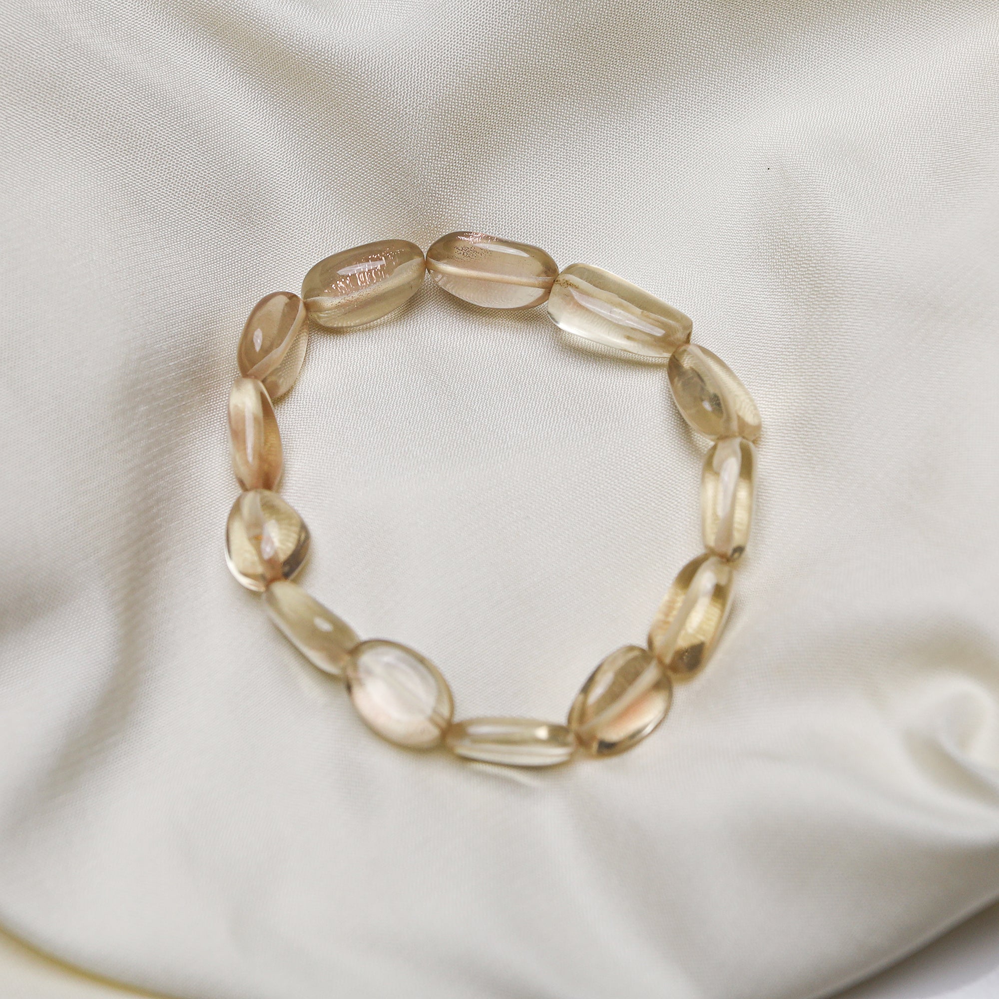 Natural Oregon Sunstone Bracelet Oval Nugget Plain Gemstone Beads Handmade 82 Ct