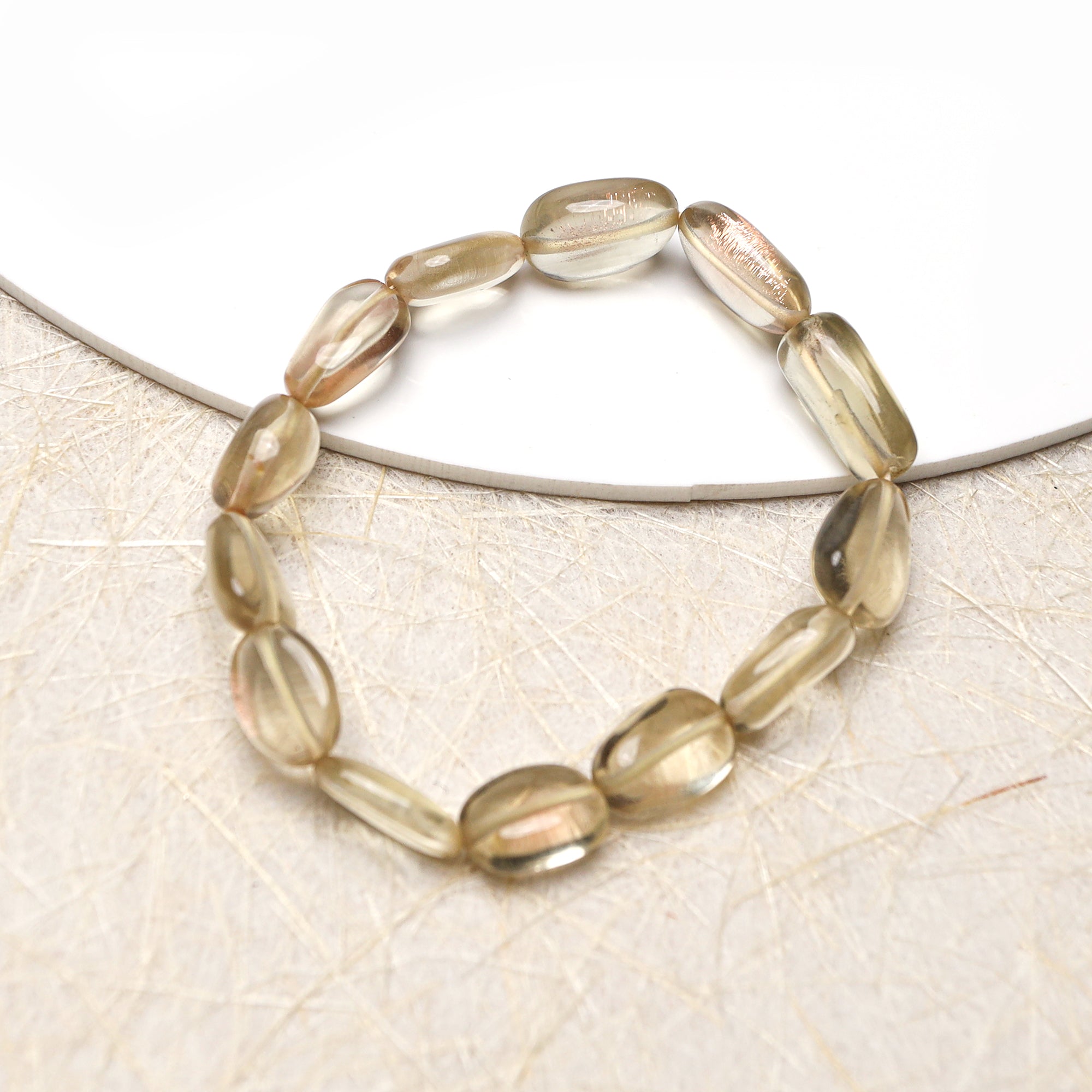 Natural Oregon Sunstone Bracelet Oval Nugget Plain Gemstone Beads Handmade 82 Ct