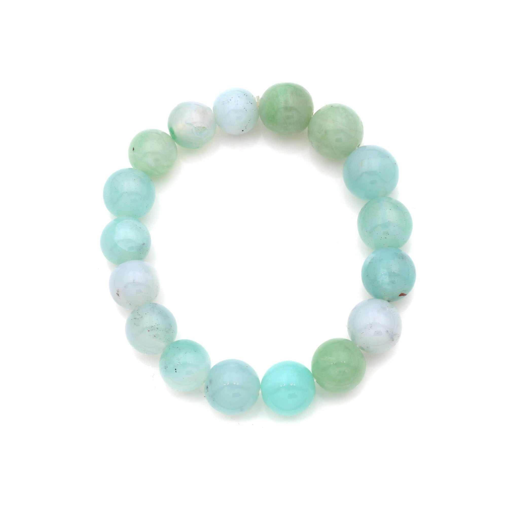Natural Aqua Chalcedony Round Bracelet Handmade Blue Gemstone Bracelet 197 Ct Beaded Crystal Jewelry