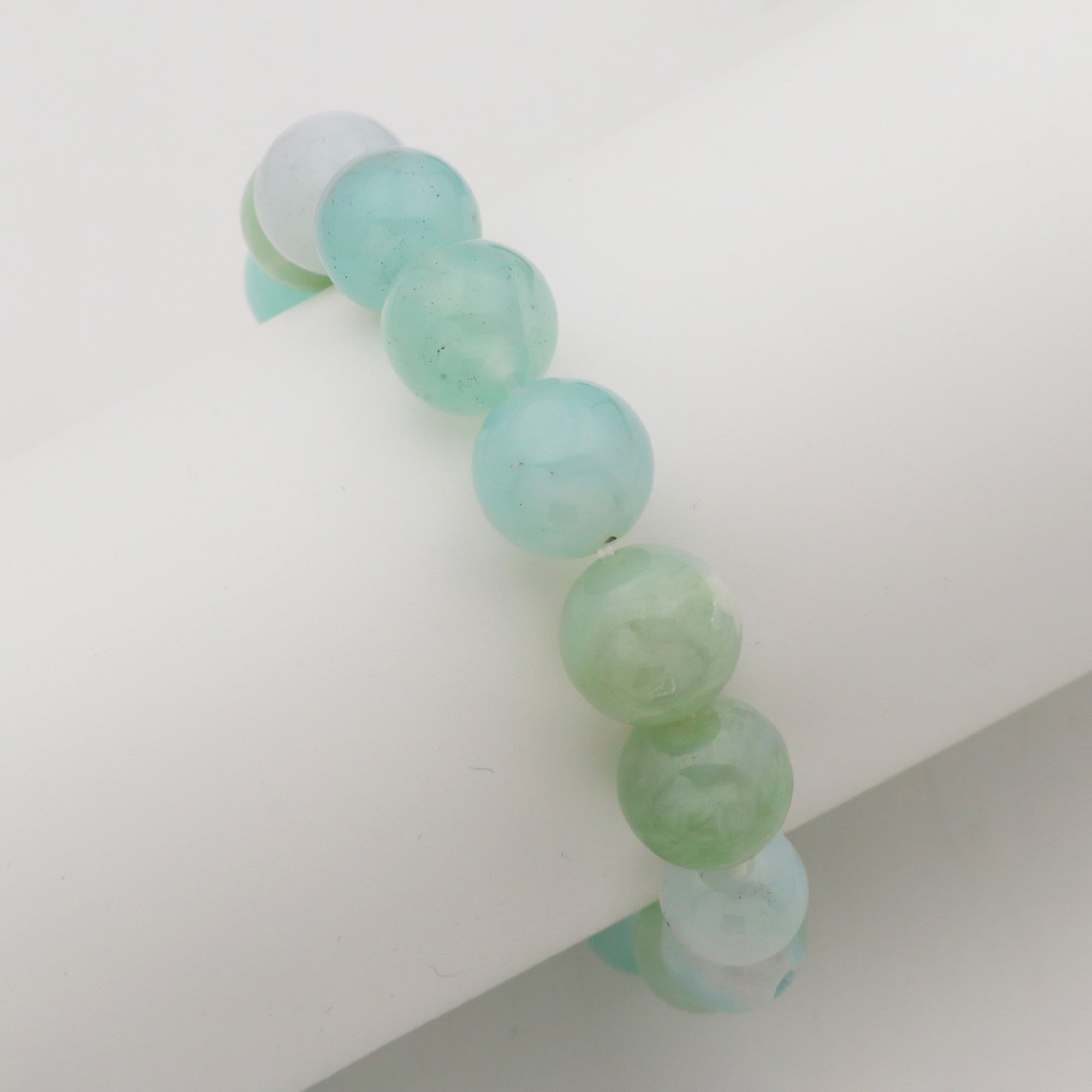 Natural Aqua Chalcedony Round Bracelet Handmade Blue Gemstone Bracelet 197 Ct Beaded Crystal Jewelry