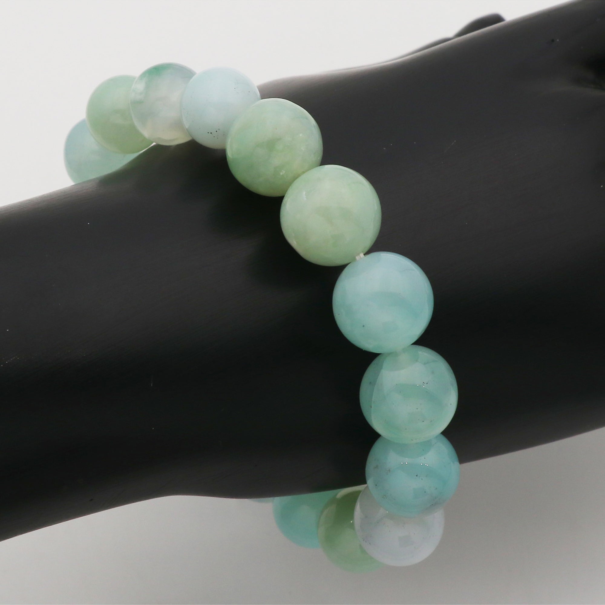 Natural Aqua Chalcedony Round Bracelet Handmade Blue Gemstone Bracelet 197 Ct Beaded Crystal Jewelry