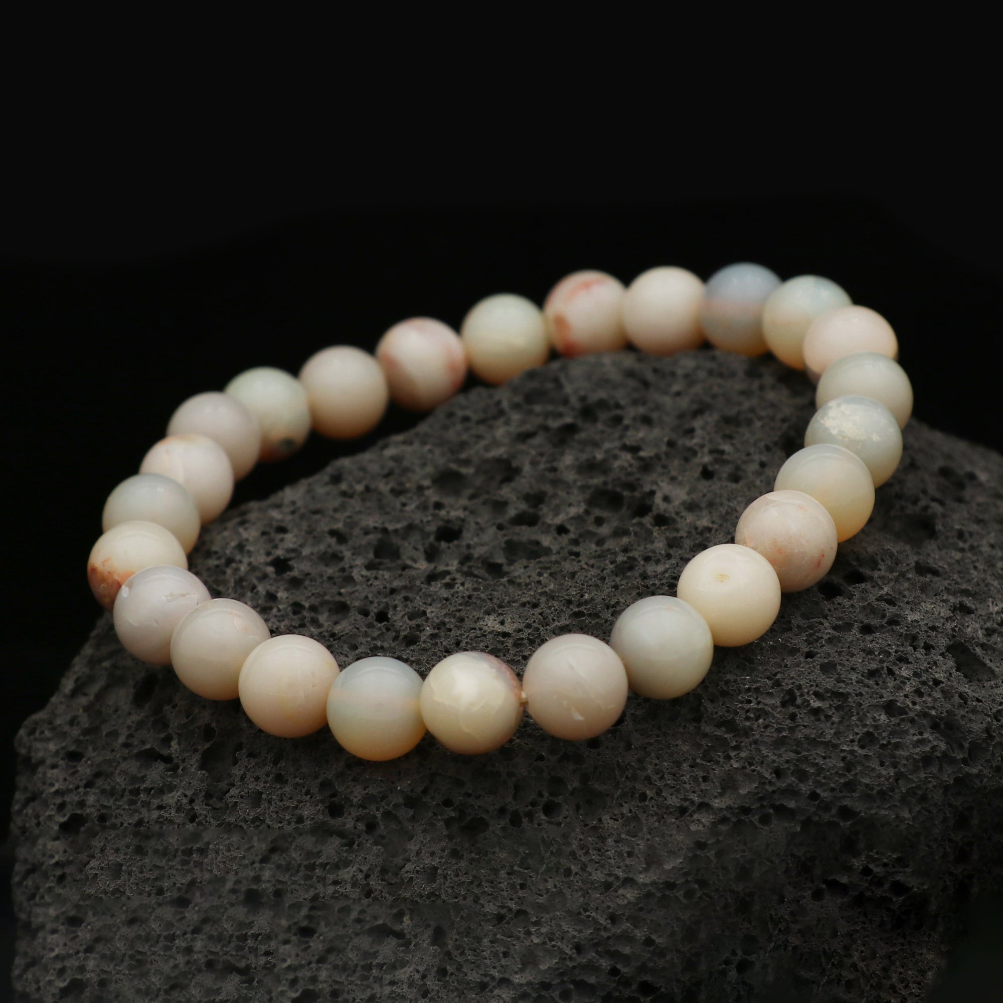 Australian Opal Beaded Bracelet Round Gemstone October Birthstone Gift 70 Ct