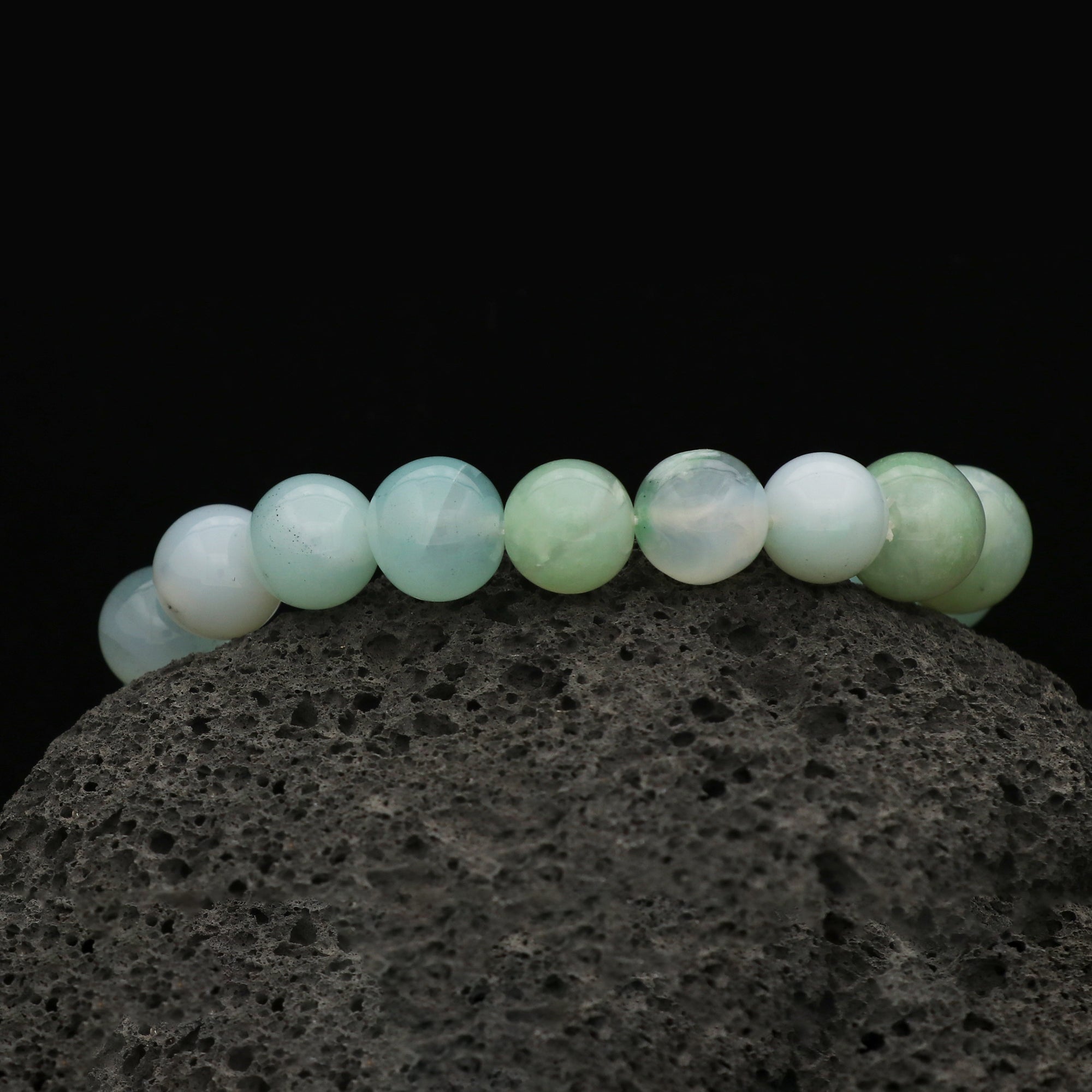 Natural Aqua Chalcedony Round Bracelet Handmade Blue Gemstone Bracelet 197 Ct Beaded Crystal Jewelry