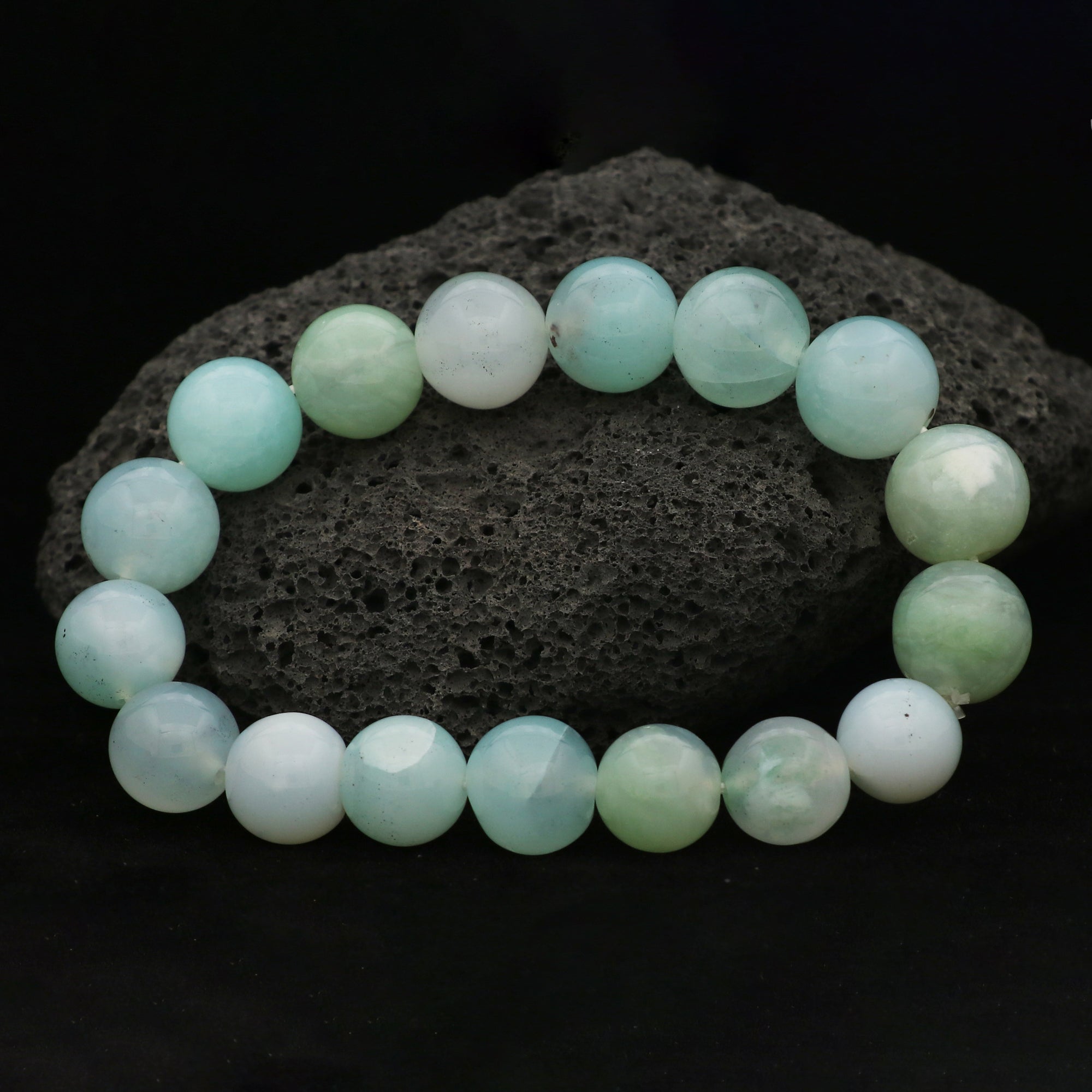 Natural Aqua Chalcedony Round Bracelet Handmade Blue Gemstone Bracelet 197 Ct Beaded Crystal Jewelry
