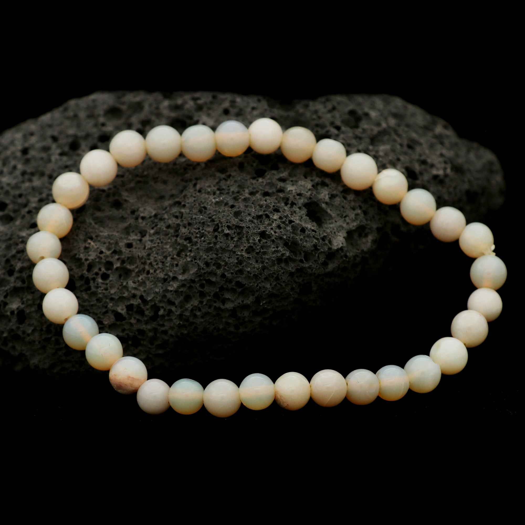 Australian Opal Bracelet 5.2–6.2mm Round Beads Natural 37 Ct Jewelry