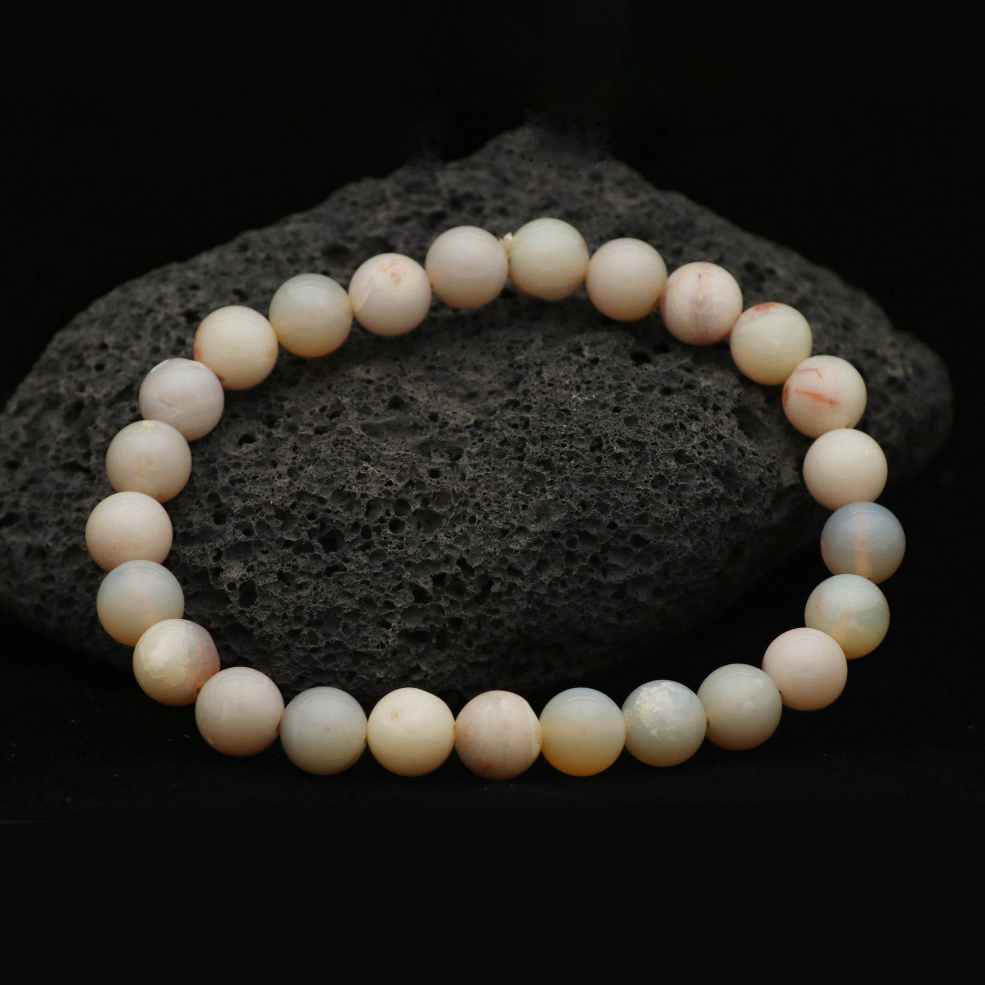 Australian Opal Beaded Bracelet Round Gemstone October Birthstone Gift 70 Ct
