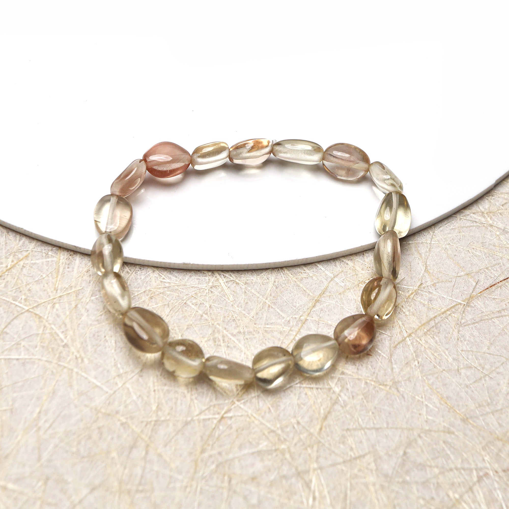 Natural Oregon Sunstone Bracelet Oval Nugget Plain Gemstone Beads Handmade 59 Ct