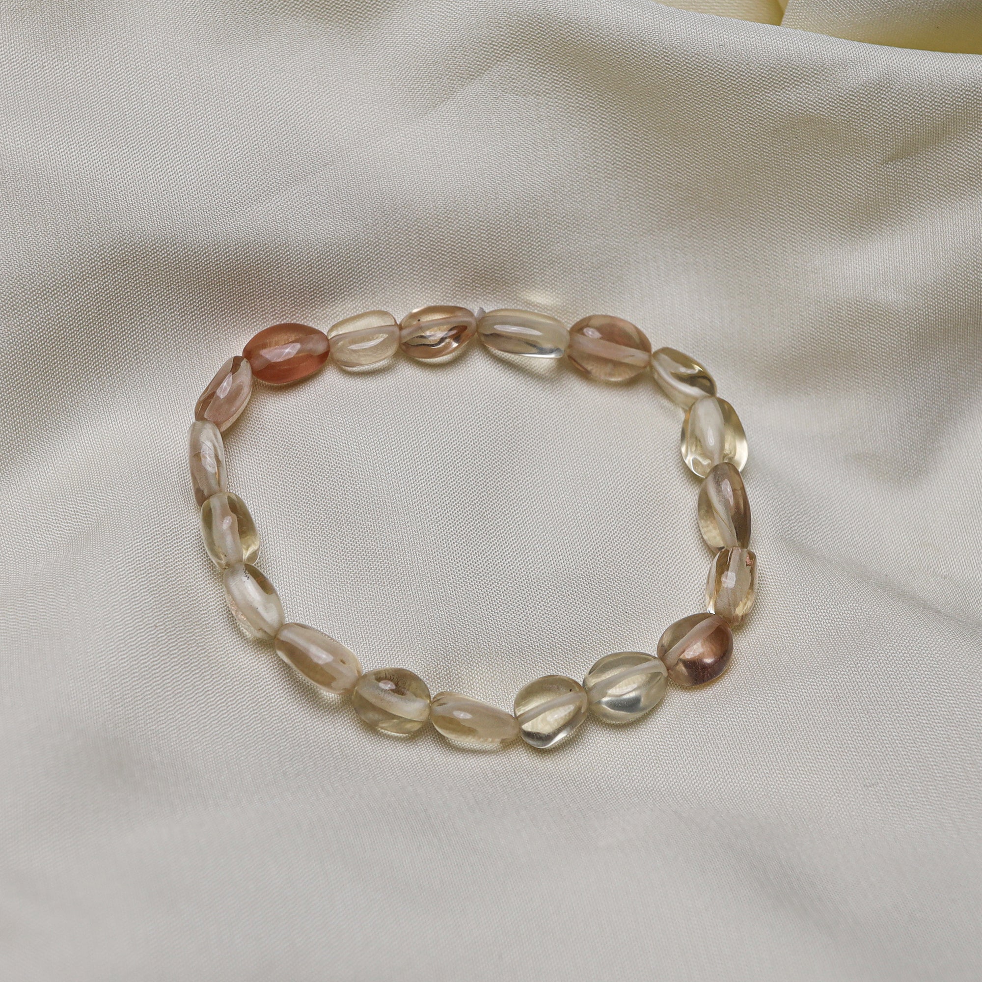 Natural Oregon Sunstone Bracelet Oval Nugget Plain Gemstone Beads Handmade 59 Ct
