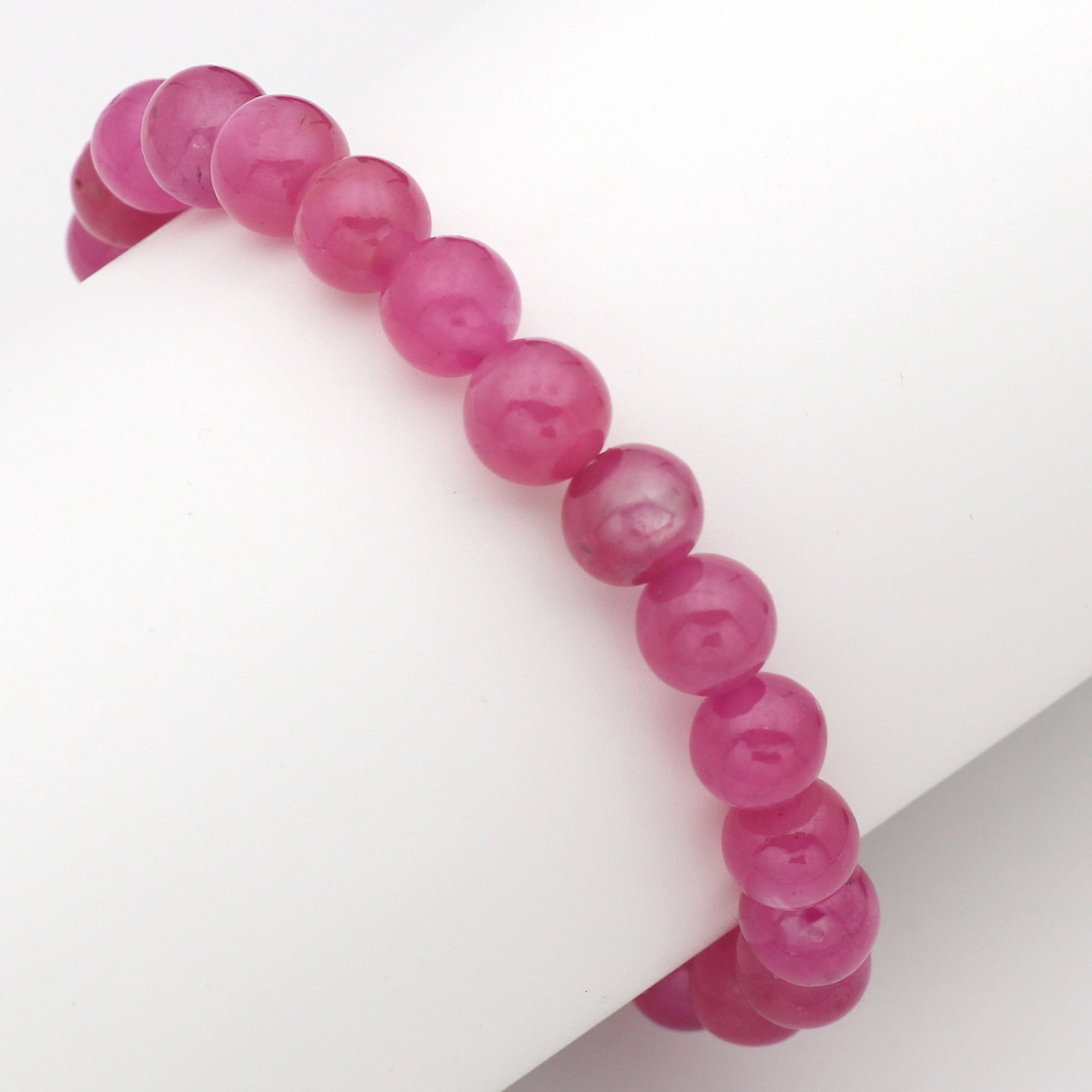 Natural Pink Sapphire Bracelet Round Plain Gemstone Beads Handmade 131 Ct