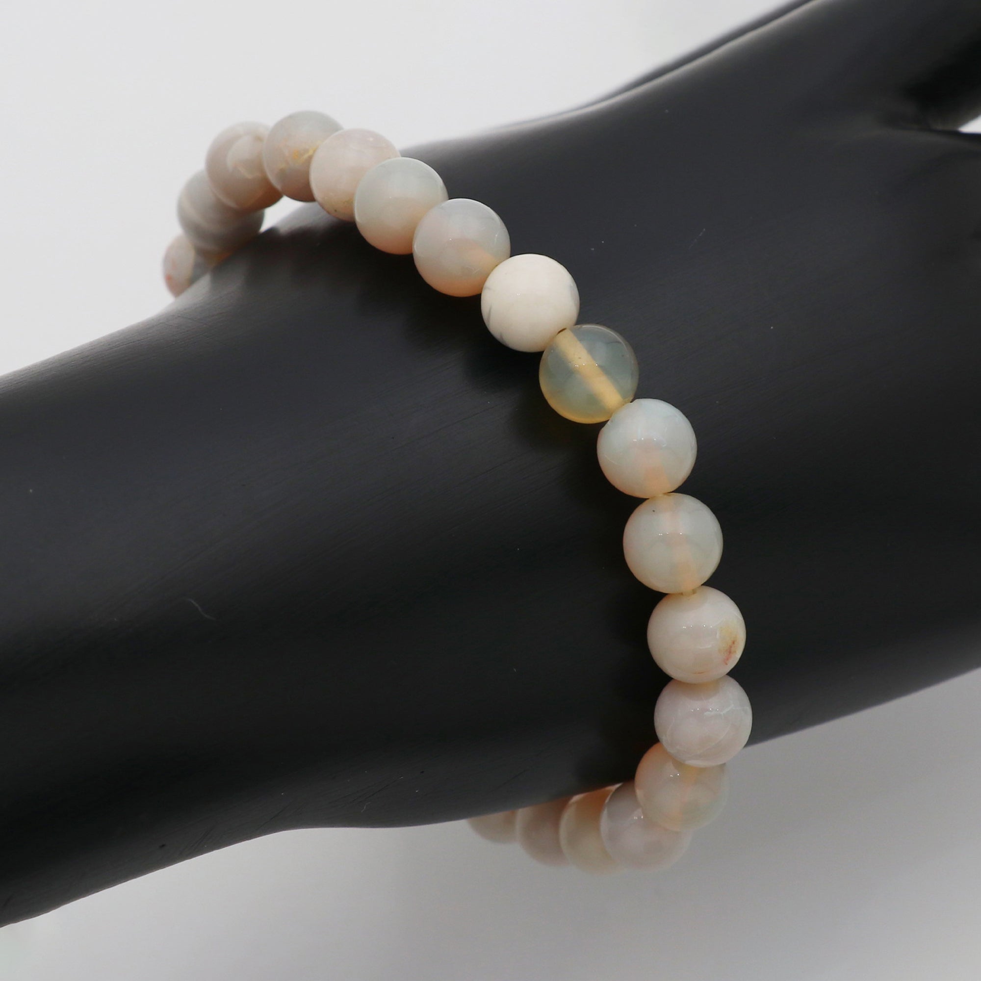 Radiant Australian Opal Bracelet Polished Round Gem Beads Handmade Jewelry 69 Ct