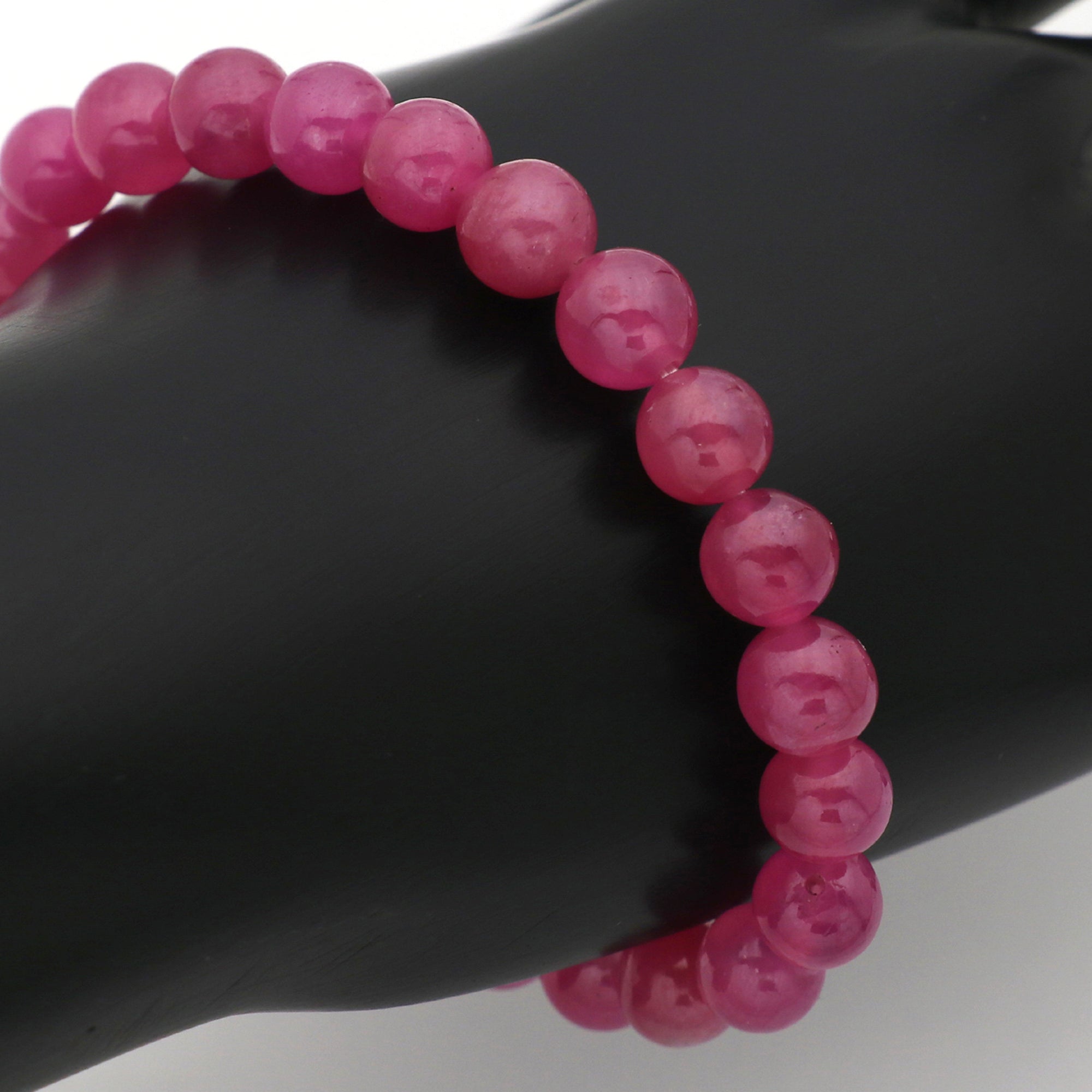 Natural Pink Sapphire Bracelet Round Plain Gemstone Beads Handmade 131 Ct