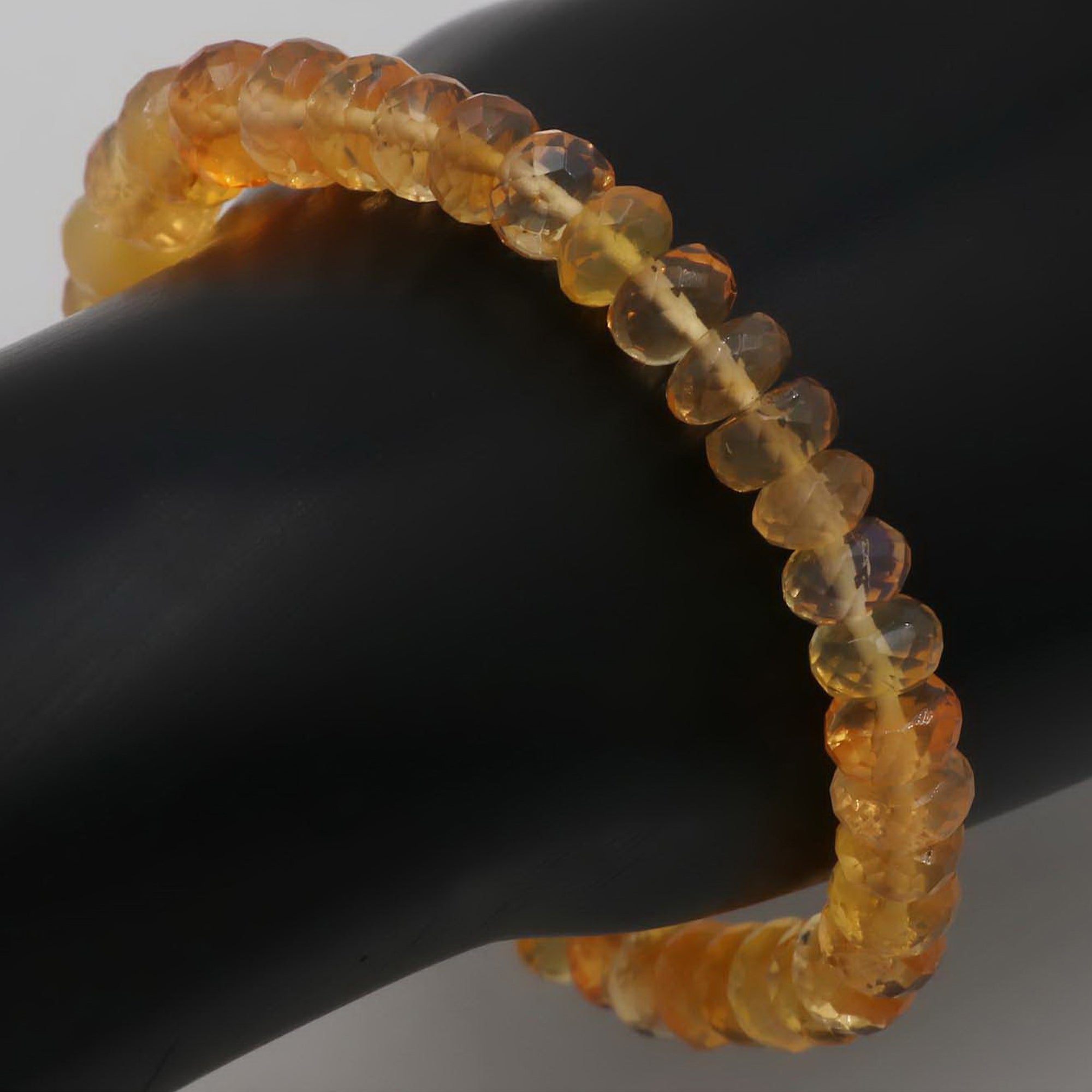 Natural Mexican Opal Bracelet Rondelle Faceted Gemstone Beads Handmade 78 Ct