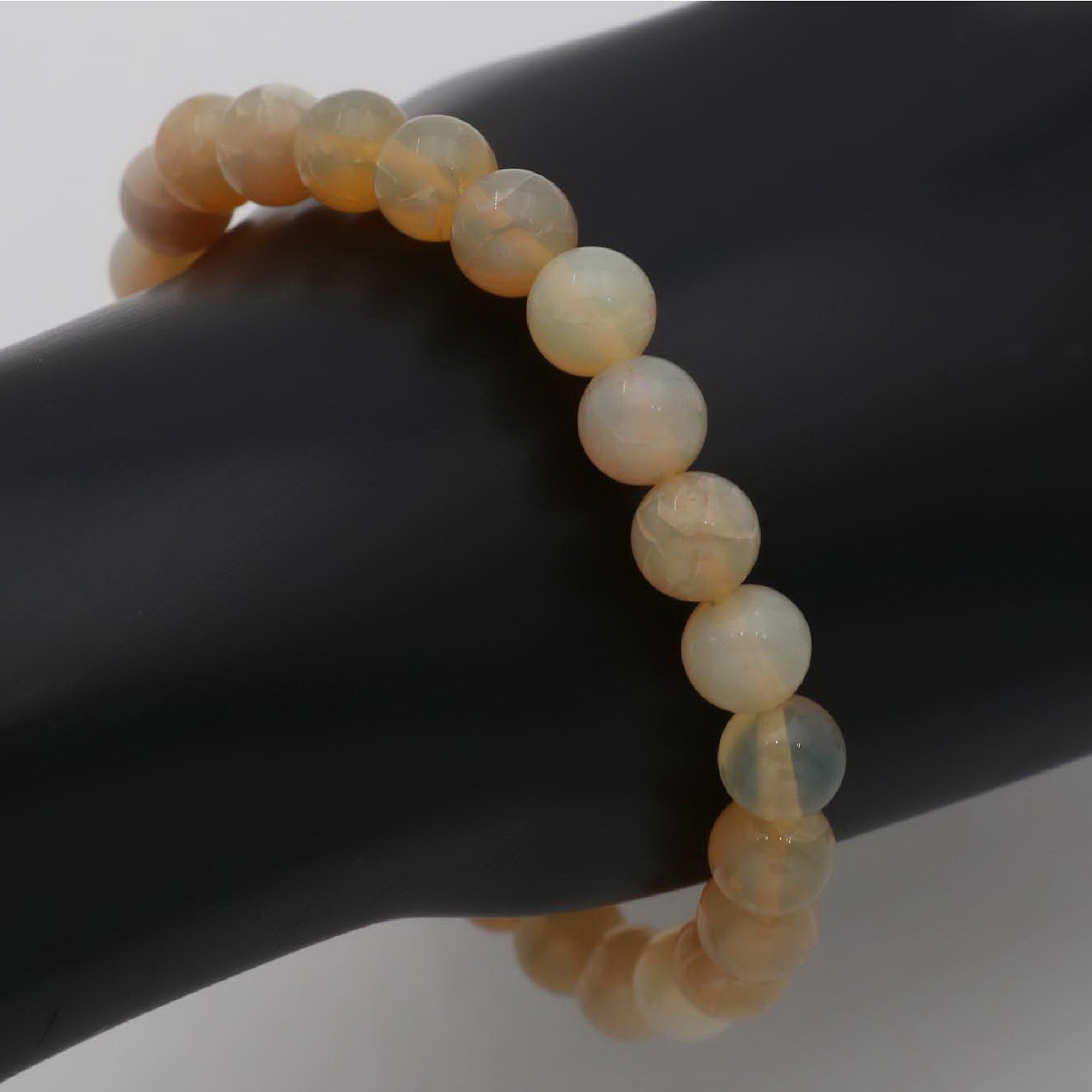 Australian Opal Round Bead Bracelet 69 Ct Natural 8mm Handmade Gemstone Jewelry