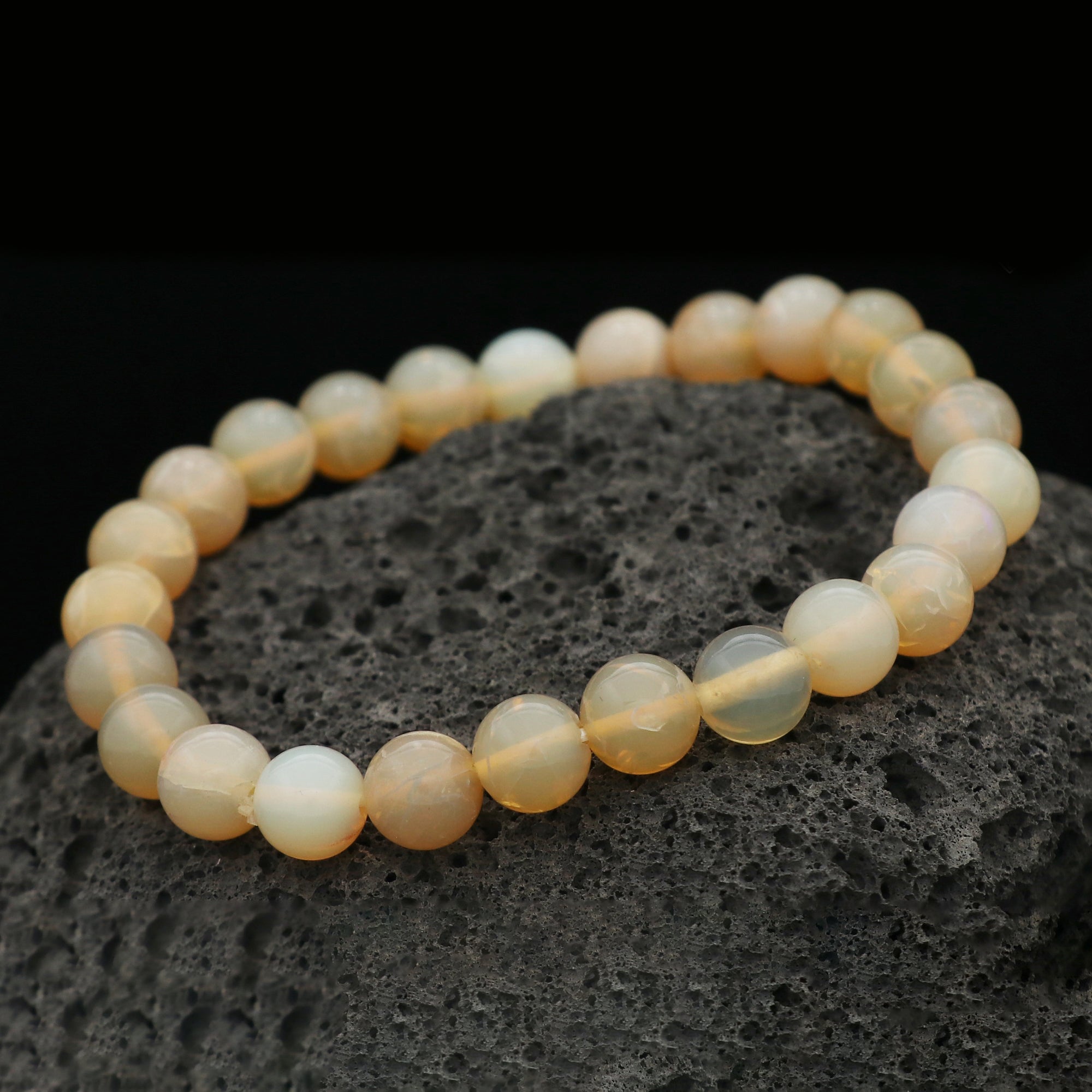 Australian Opal Round Bead Bracelet 69 Ct Natural 8mm Handmade Gemstone Jewelry