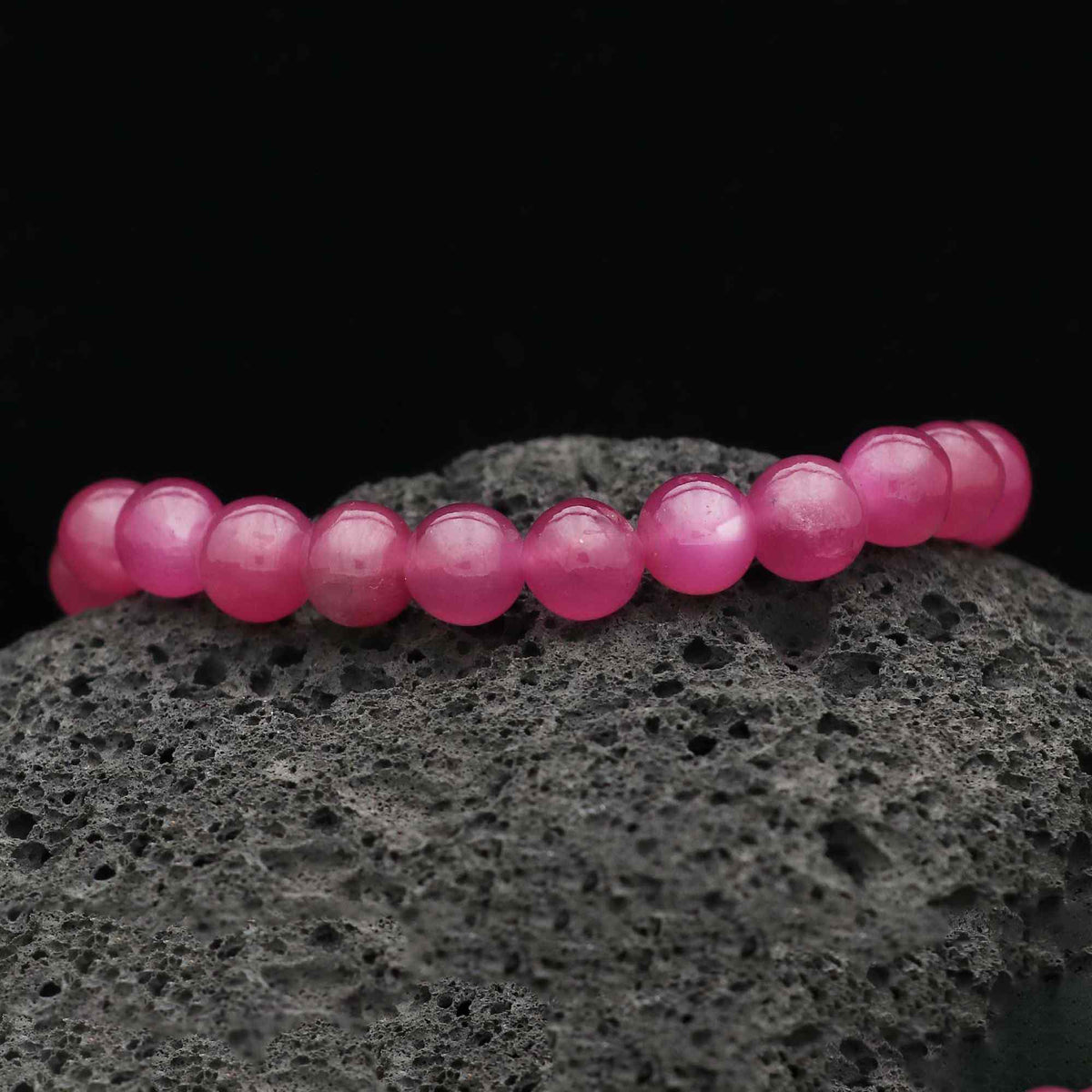 Natural Pink Sapphire Stretch Bracelet Round Beaded Gemstone Handmade Minimalist Jewelry 131 Ct