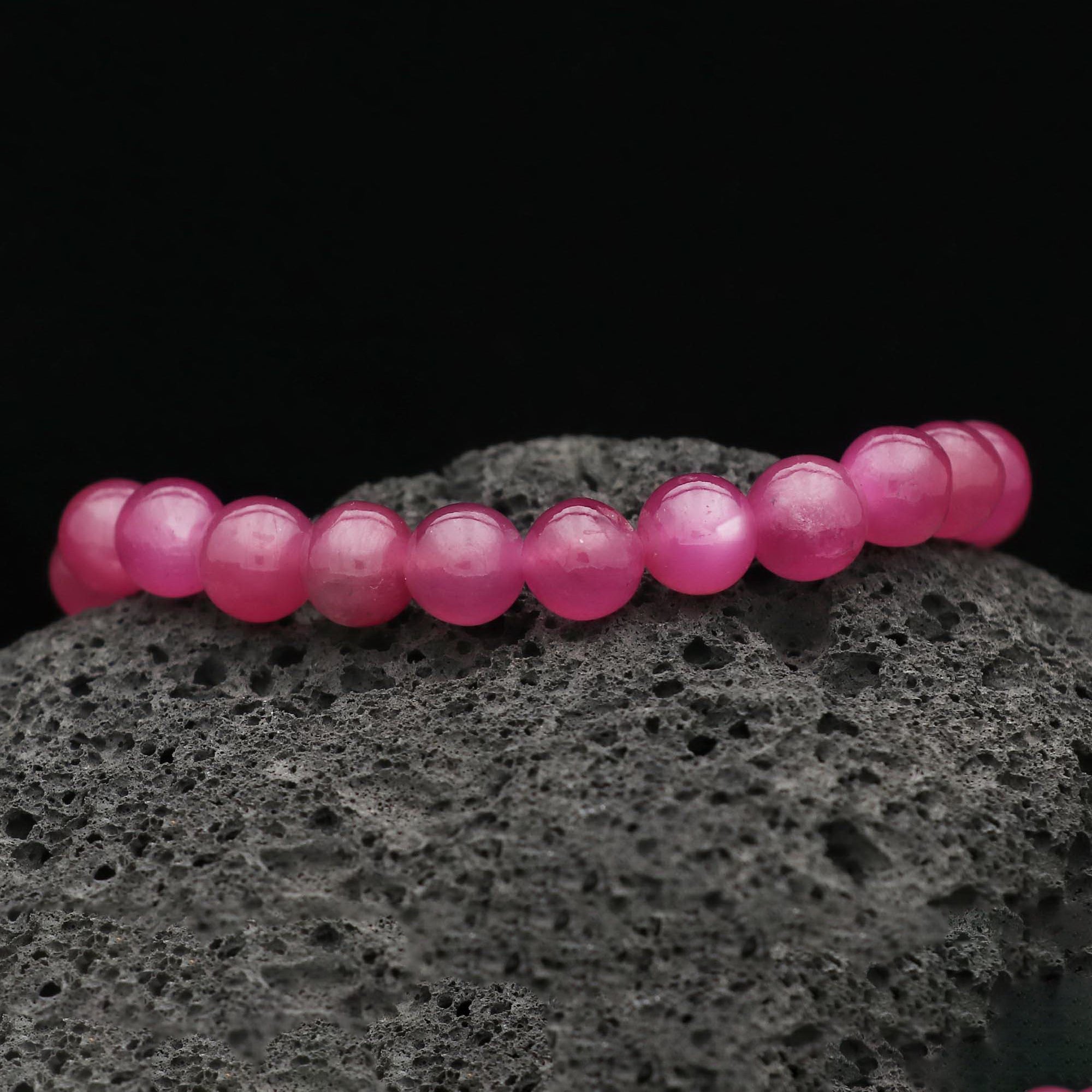 Natural Pink Sapphire Bracelet Round Plain Gemstone Beads Handmade 131 Ct