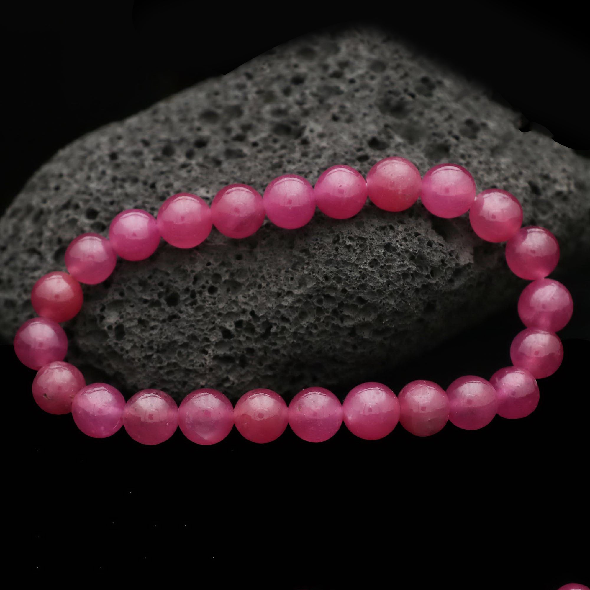 Natural Pink Sapphire Bracelet Round Plain Gemstone Beads Handmade 131 Ct
