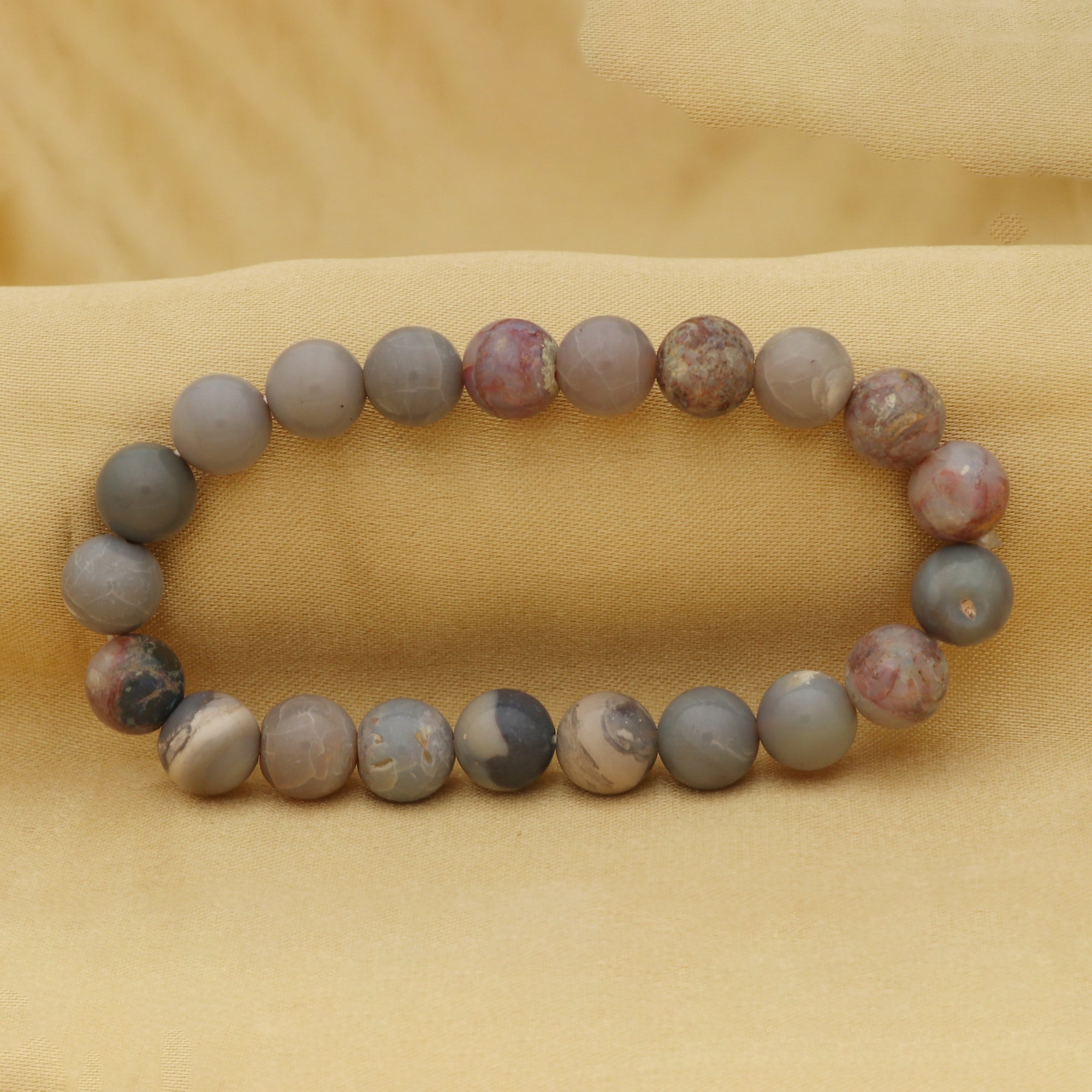 Australian Opal 10mm Beaded Bracelet 102 Ct Natural Round Stone Handmade Jewelry