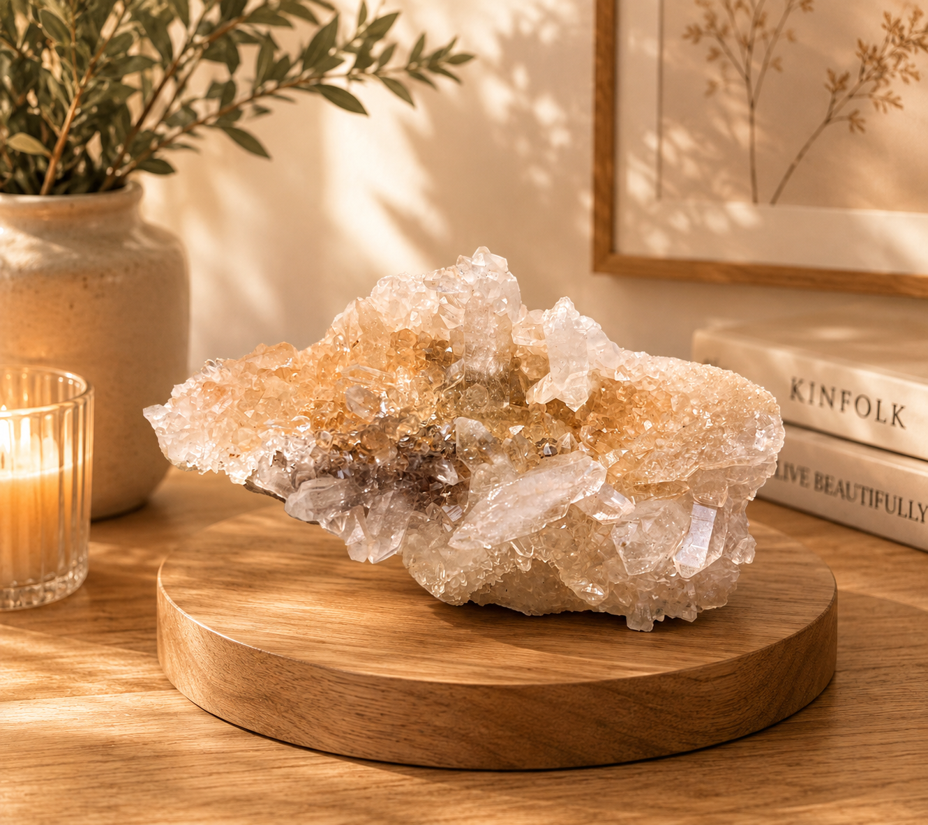 Pink Samadhi Quartz Raw Himalayan Crystal Cluster Healing Energy Collector Display