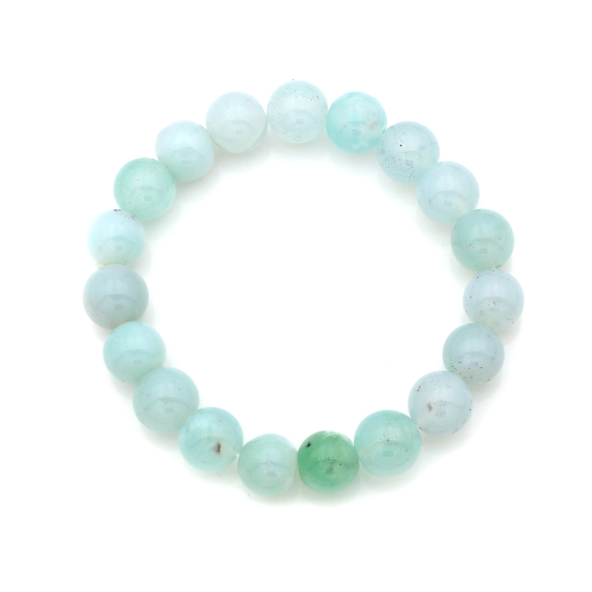 Ocean Blue Chalcedony Bead Bracelet Handmade Natural Round Gemstone Jewelry 163 Ct